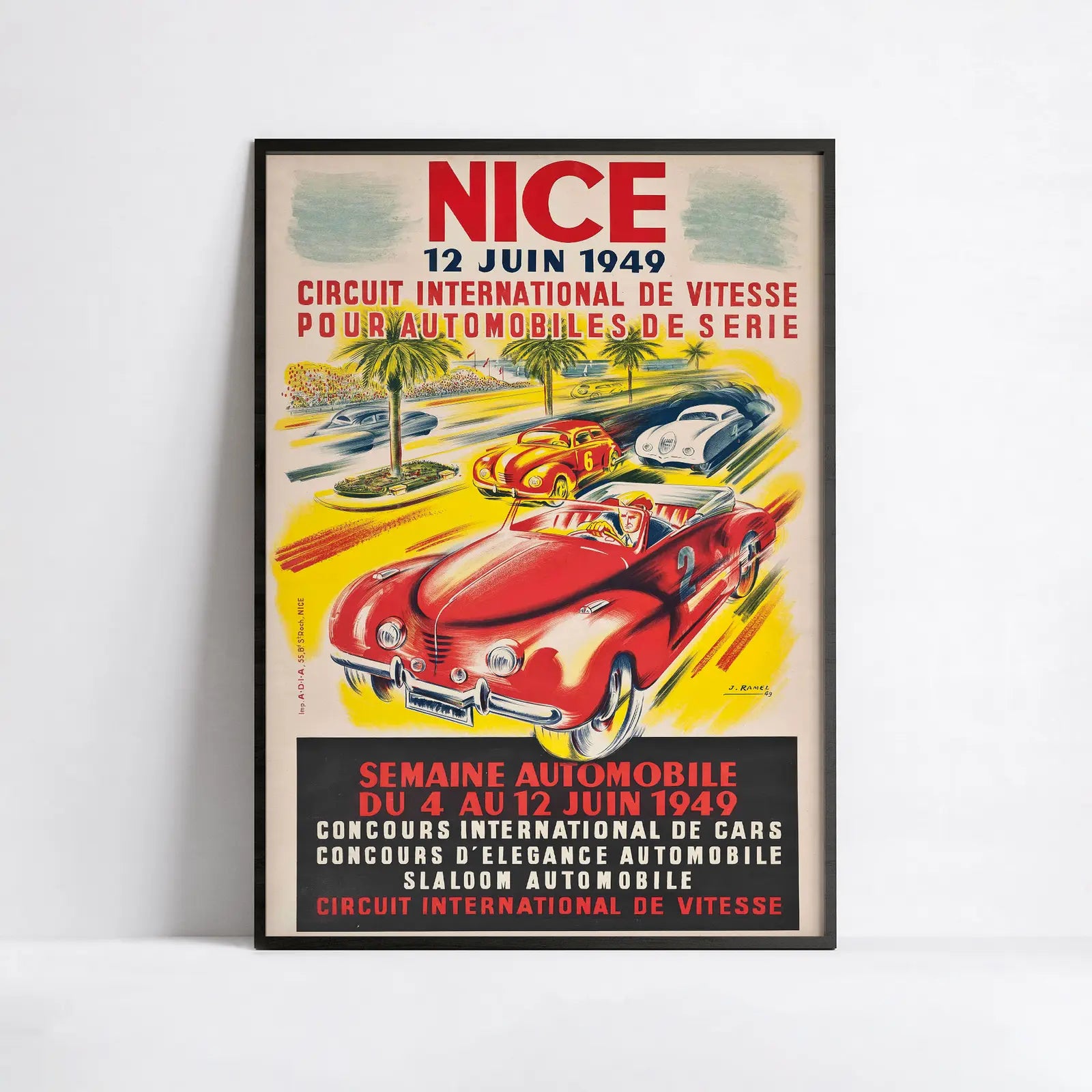 Vintage-Poster „Nizza Circuit International de Vitesse 1949“ – Ramel – High Definition – mattes Papier 230 g/m²