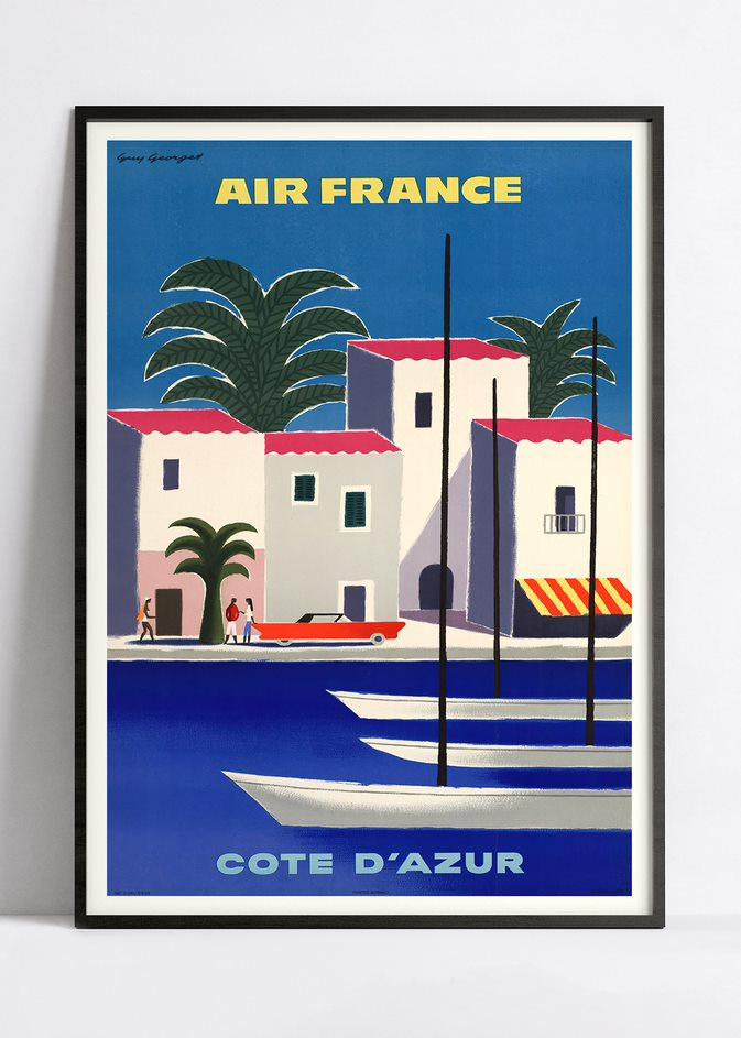 Affiche Air France "Côte d'Azur" - Guy Georget - Haute Définition - papier mat 230gr/m2 - Poster Vintage