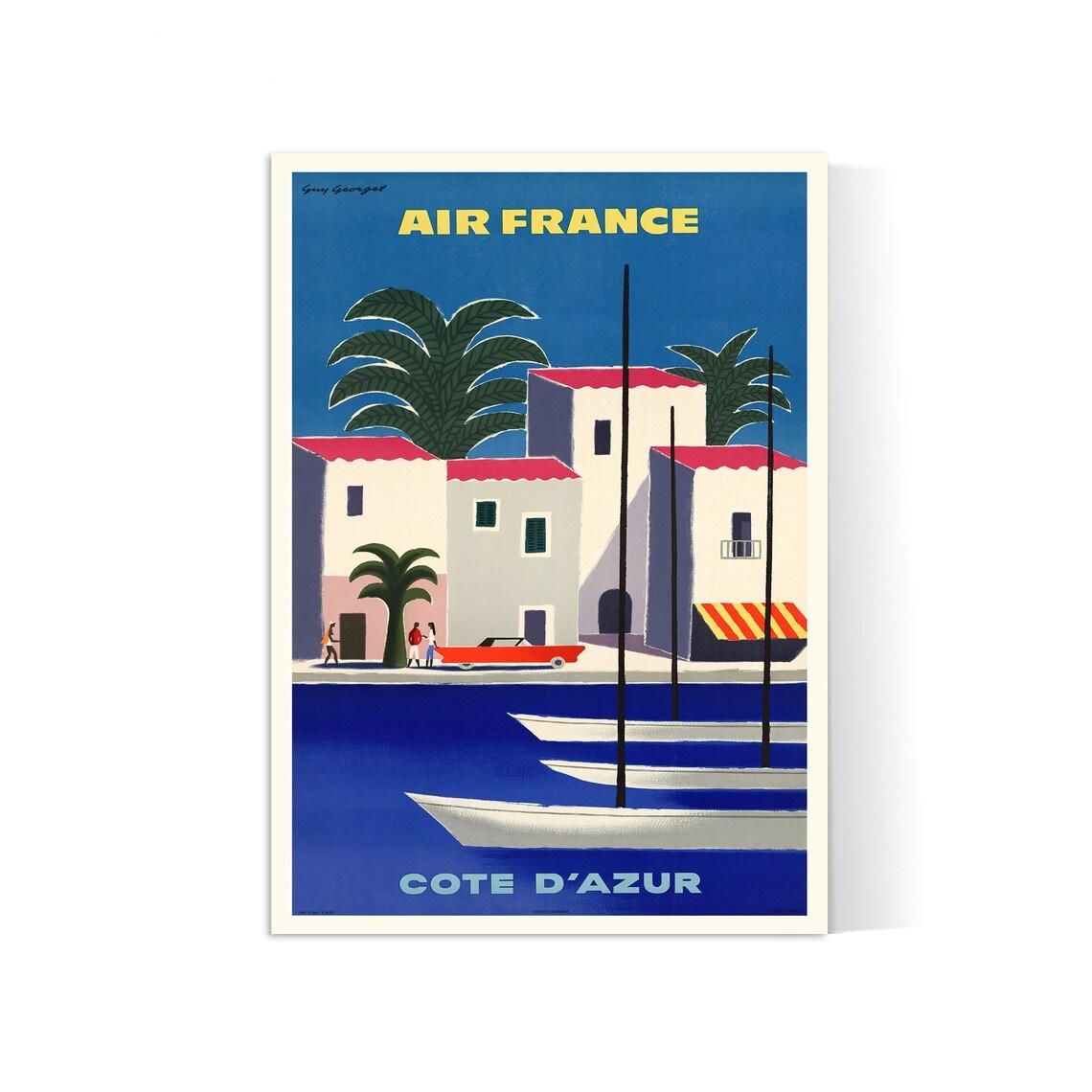 Affiche Air France "Côte d'Azur" - Guy Georget - Haute Définition - papier mat 230gr/m2 - Poster Vintage