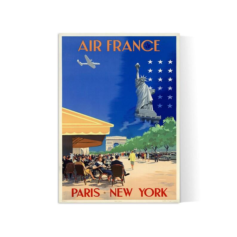 Affiche Air France "Paris New York" - Vincent Guerra -Haute Définition - papier mat 230gr/m2 - Poster Vintage