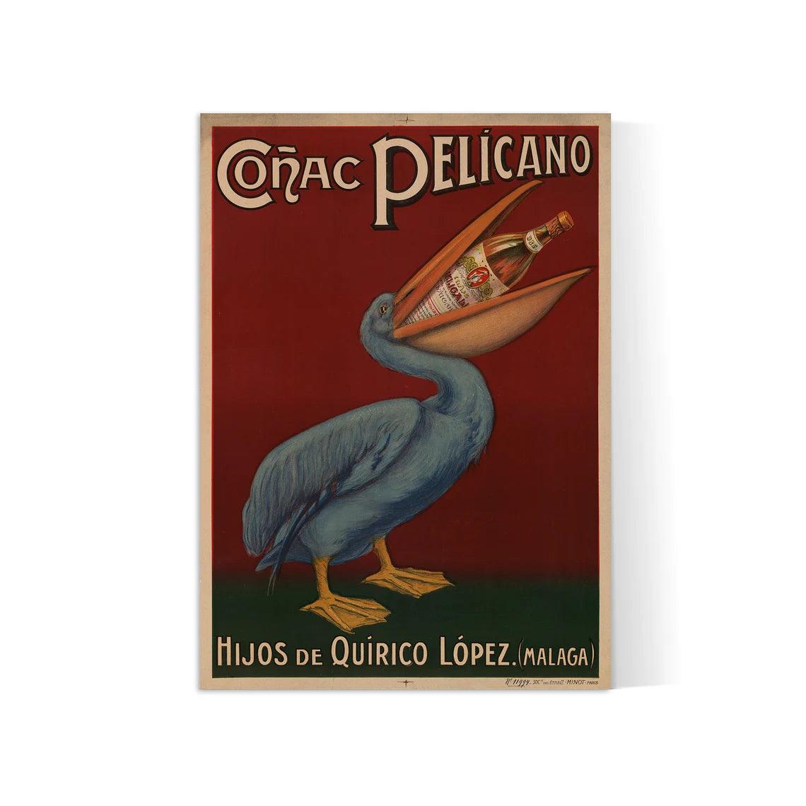 Affiche alcool vintage "Cognac Pelicano" - Art Nouveau - Haute Définition - papier mat 230gr/m2 - Poster Vintage