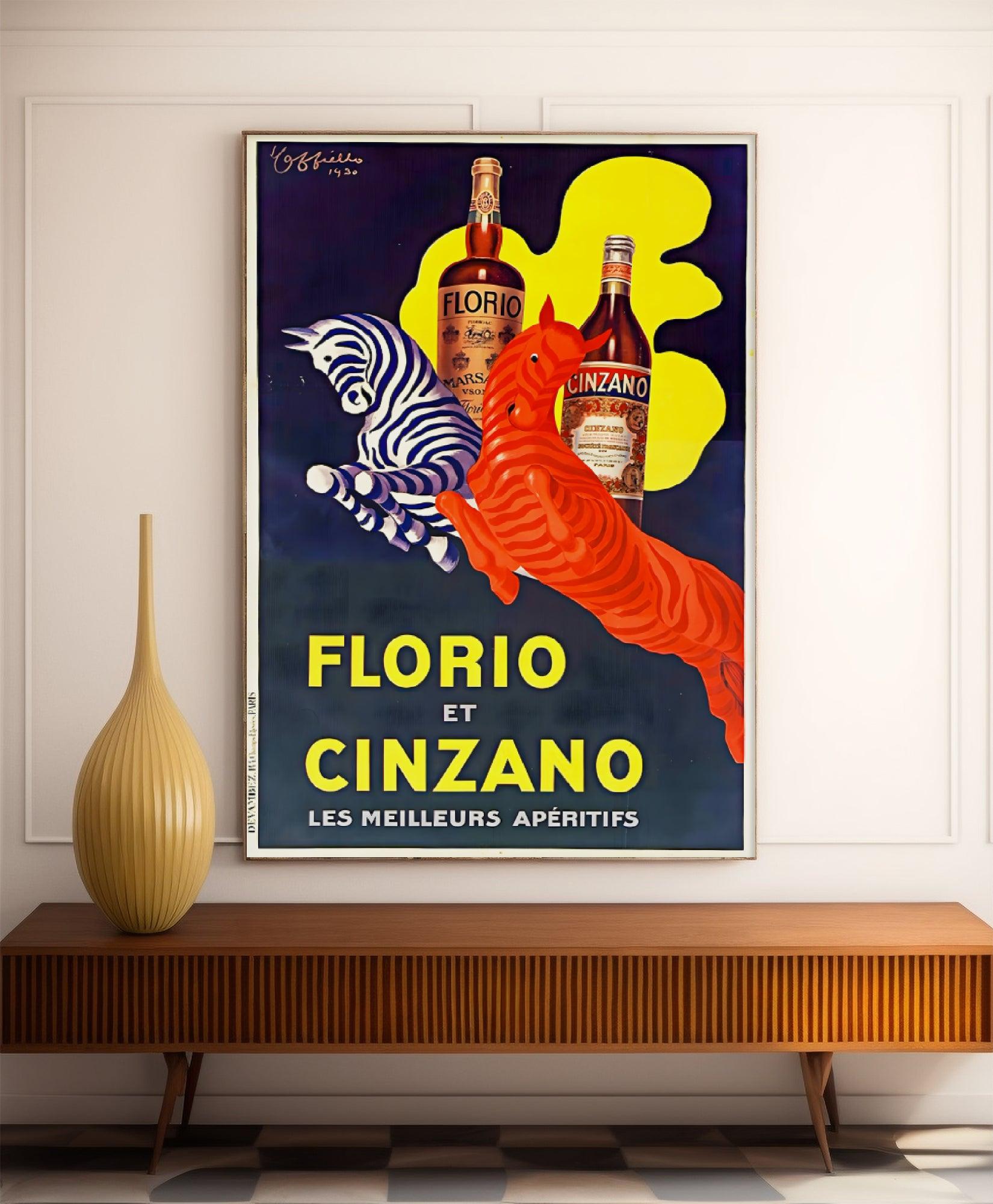 Affiche alcool vintage "Fioro et Cinzano" - Leonetto Cappiello - Haute Définition - papier mat 230gr/m2 - Poster Vintage