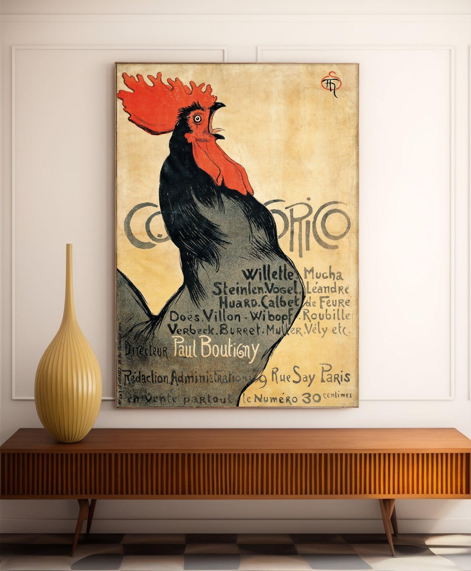 Affiche Art Nouveau "Cocorico" - Steinlen - Haute Définition - papier mat 230gr/m² - Poster Vintage