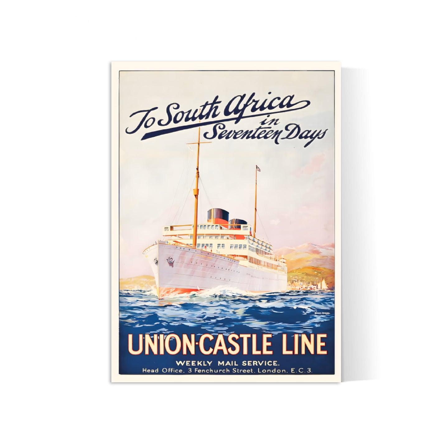 Affiche bateau vintage "Union Castle Line" - Maurice Randall - Haute Définition - papier mat 230gr/m² - Poster Vintage