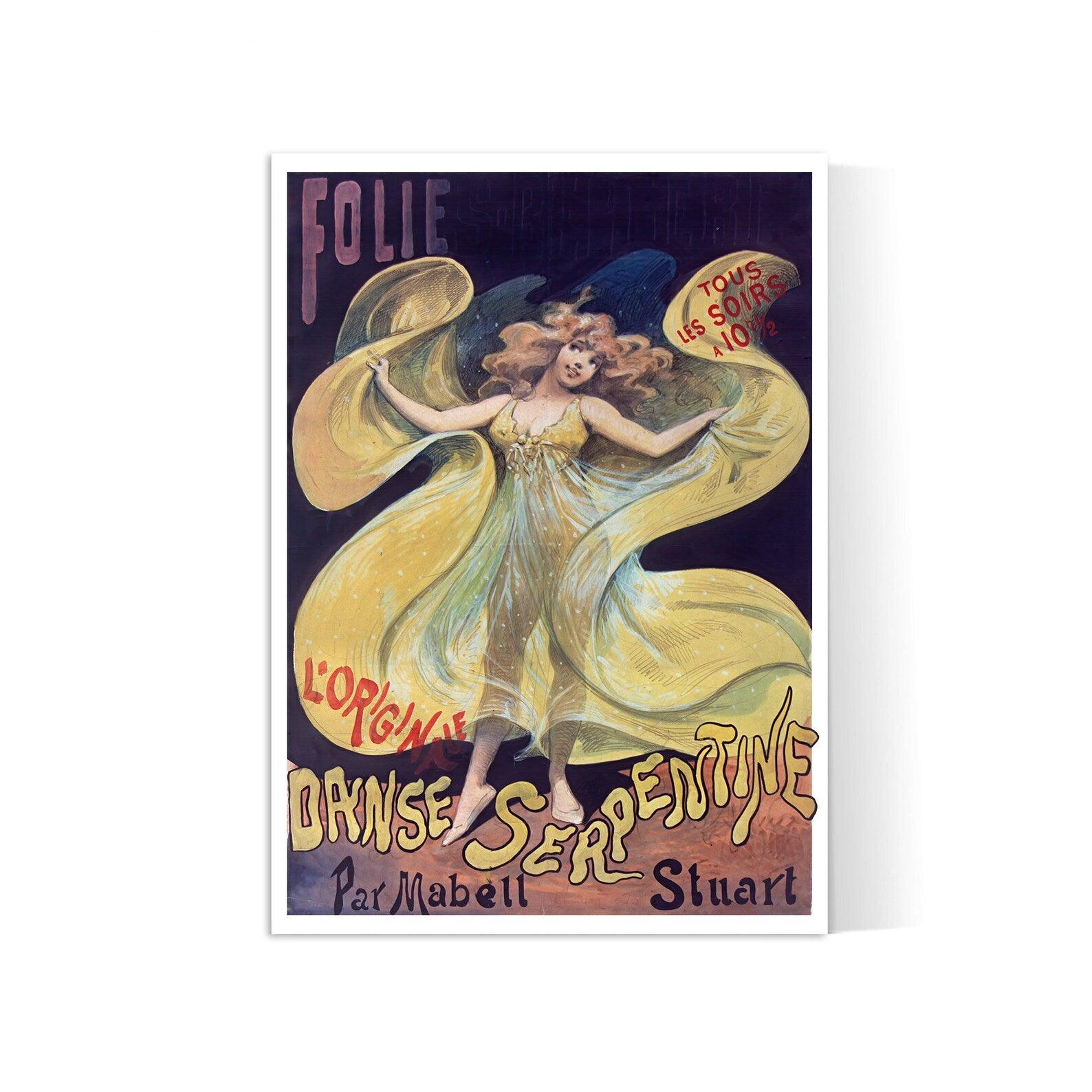 Affiche cabaret vintage "Folies Bergère- Danse Serpentine" - Alfred Choubrac - Haute Définition - papier mat 230gr/m² - Poster Vintage