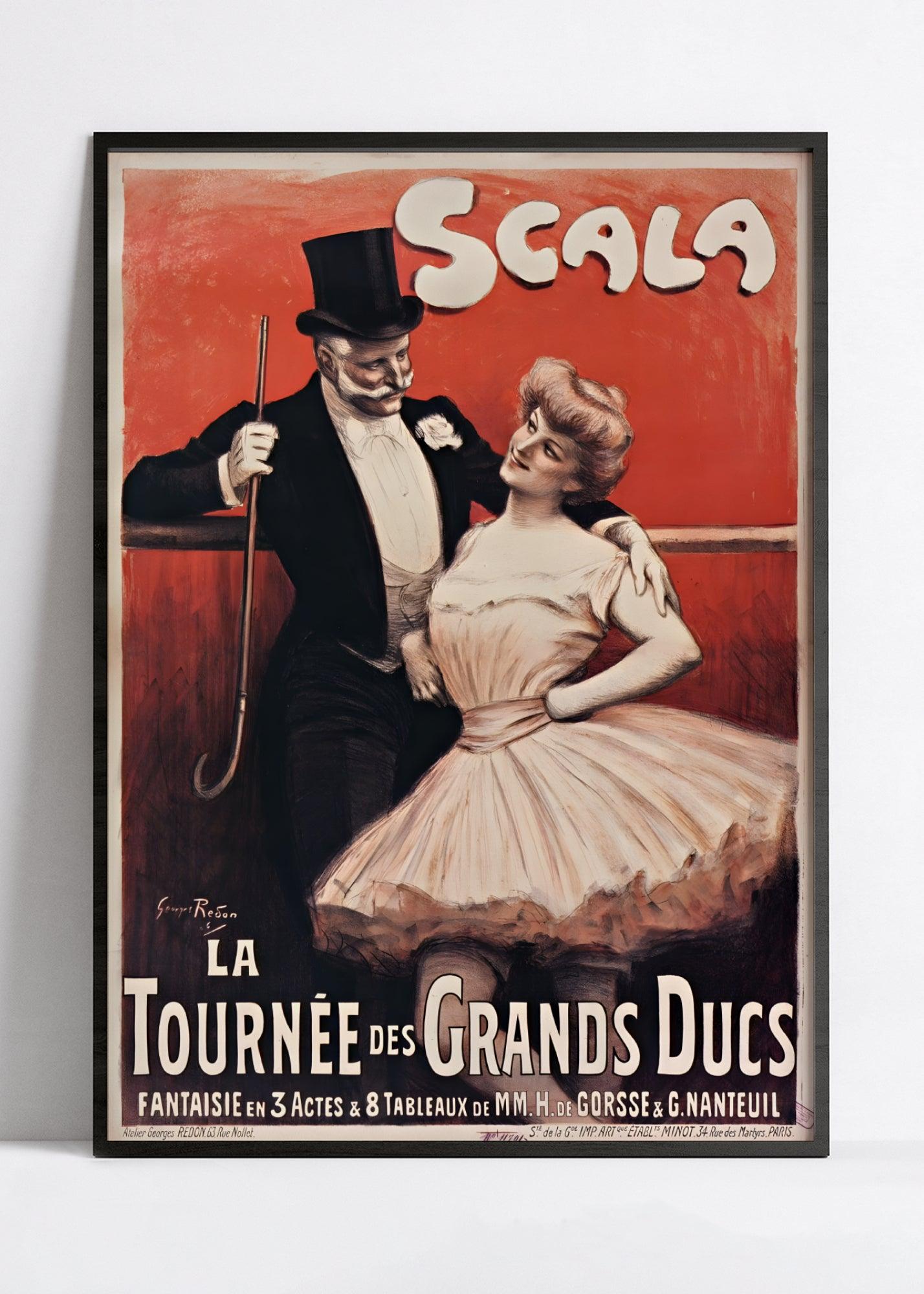 Affiche cabaret vintage "Scala - la tournée des grands Ducs" - Georges Redon - Haute Définition - papier mat 230gr/m² - Poster Vintage