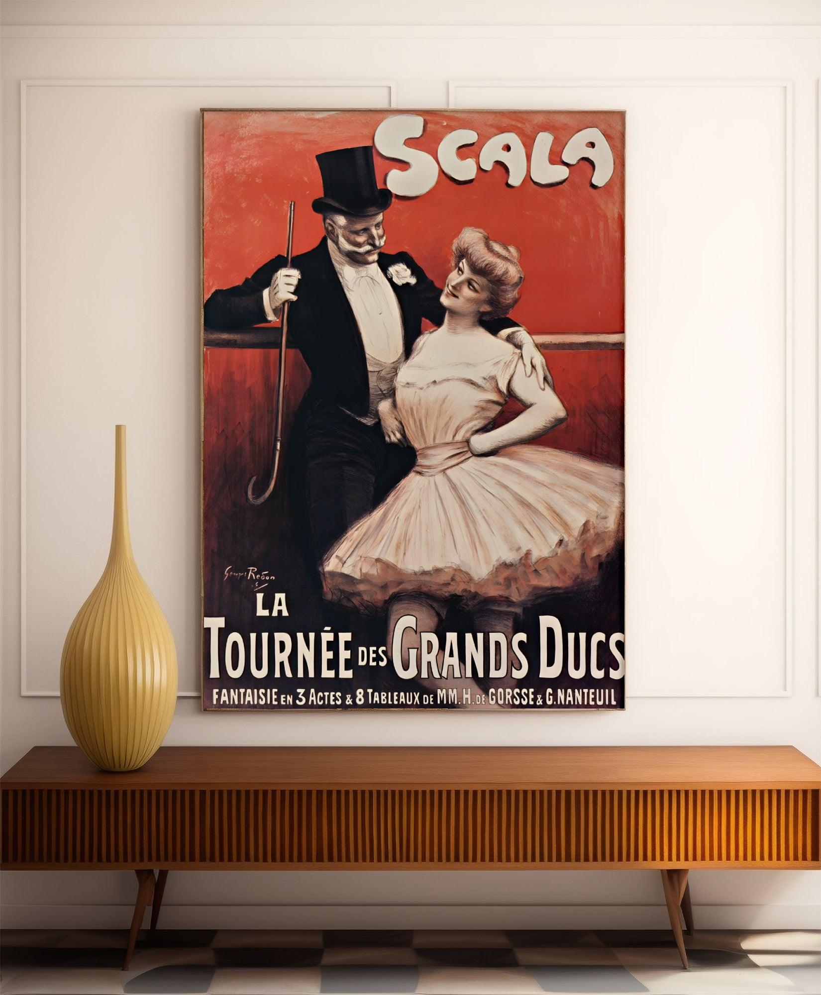 Affiche cabaret vintage "Scala - la tournée des grands Ducs" - Georges Redon - Haute Définition - papier mat 230gr/m² - Poster Vintage