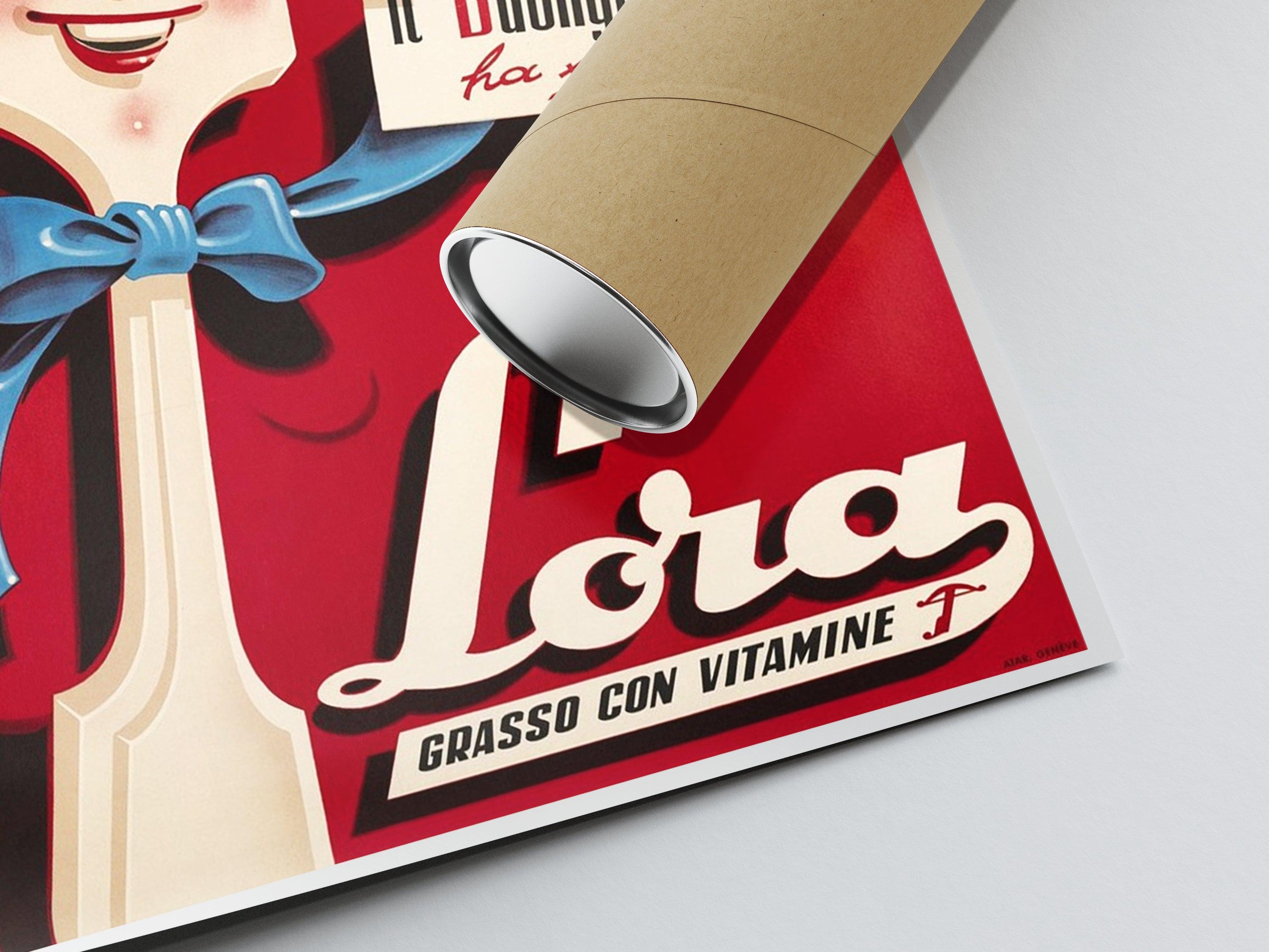 Affiche cuisine vintage "Lora"- Haute Définition - papier mat 230gr/m² - Poster Vintage