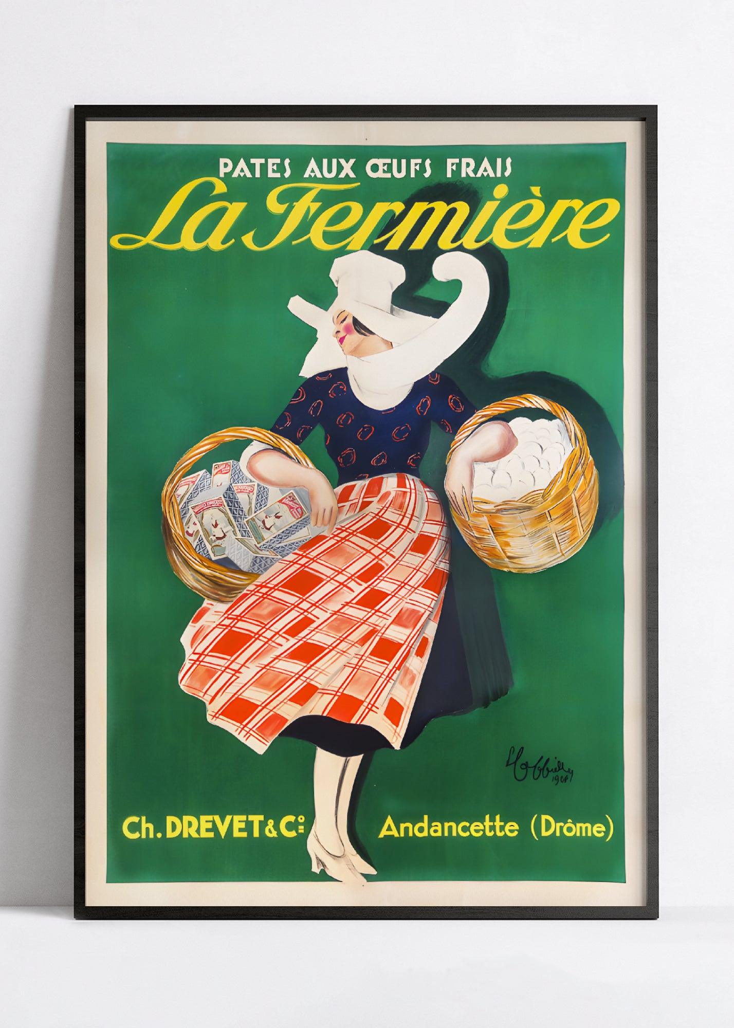 Affiche cuisine vintage "Pâtes aux oeufs La Fermière"- Leonetto Cappiello - Haute Définition - papier mat 230gr/m² - Poster Vintage