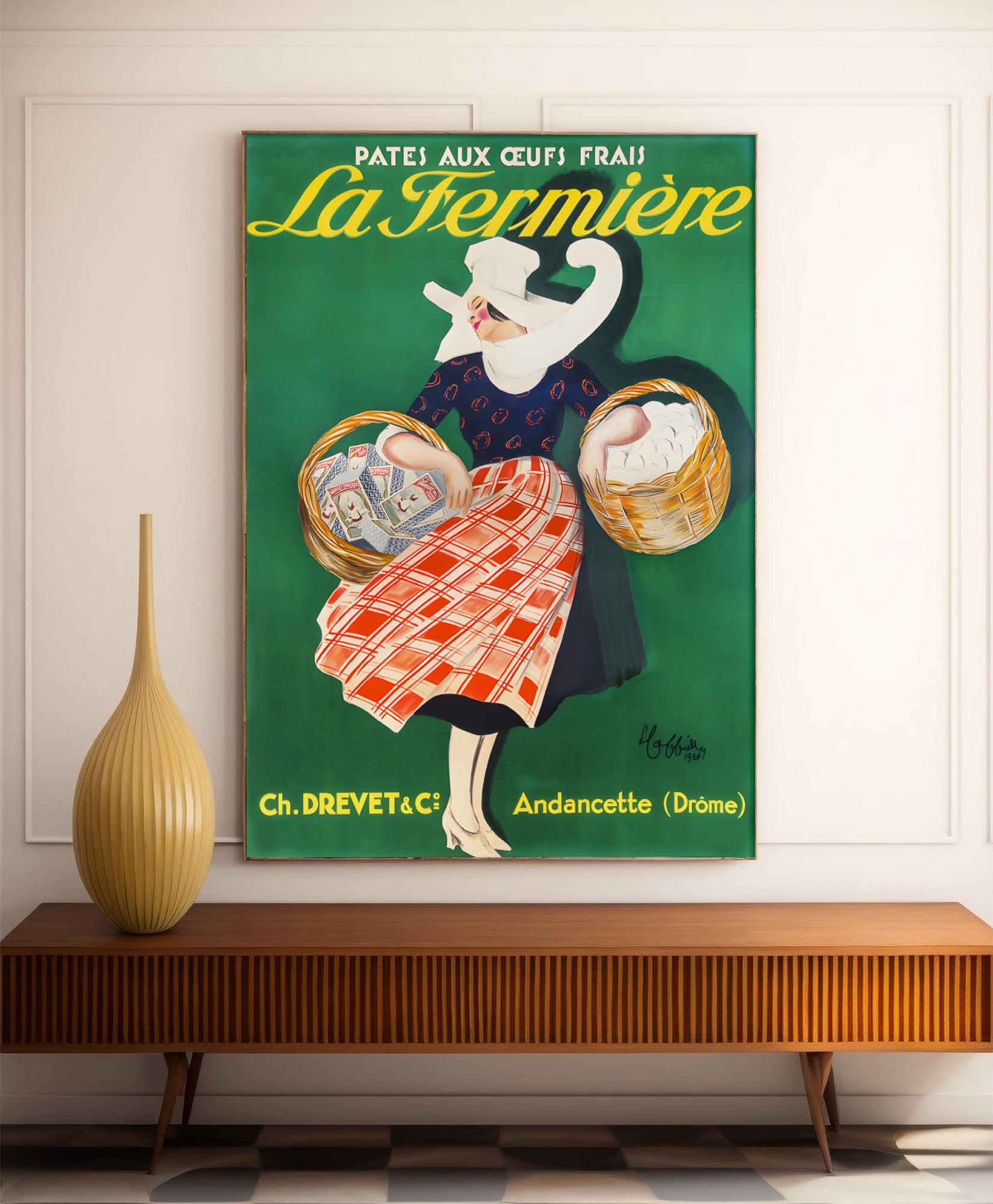 Affiche cuisine vintage "Pâtes aux oeufs La Fermière"- Leonetto Cappiello - Haute Définition - papier mat 230gr/m² - Poster Vintage
