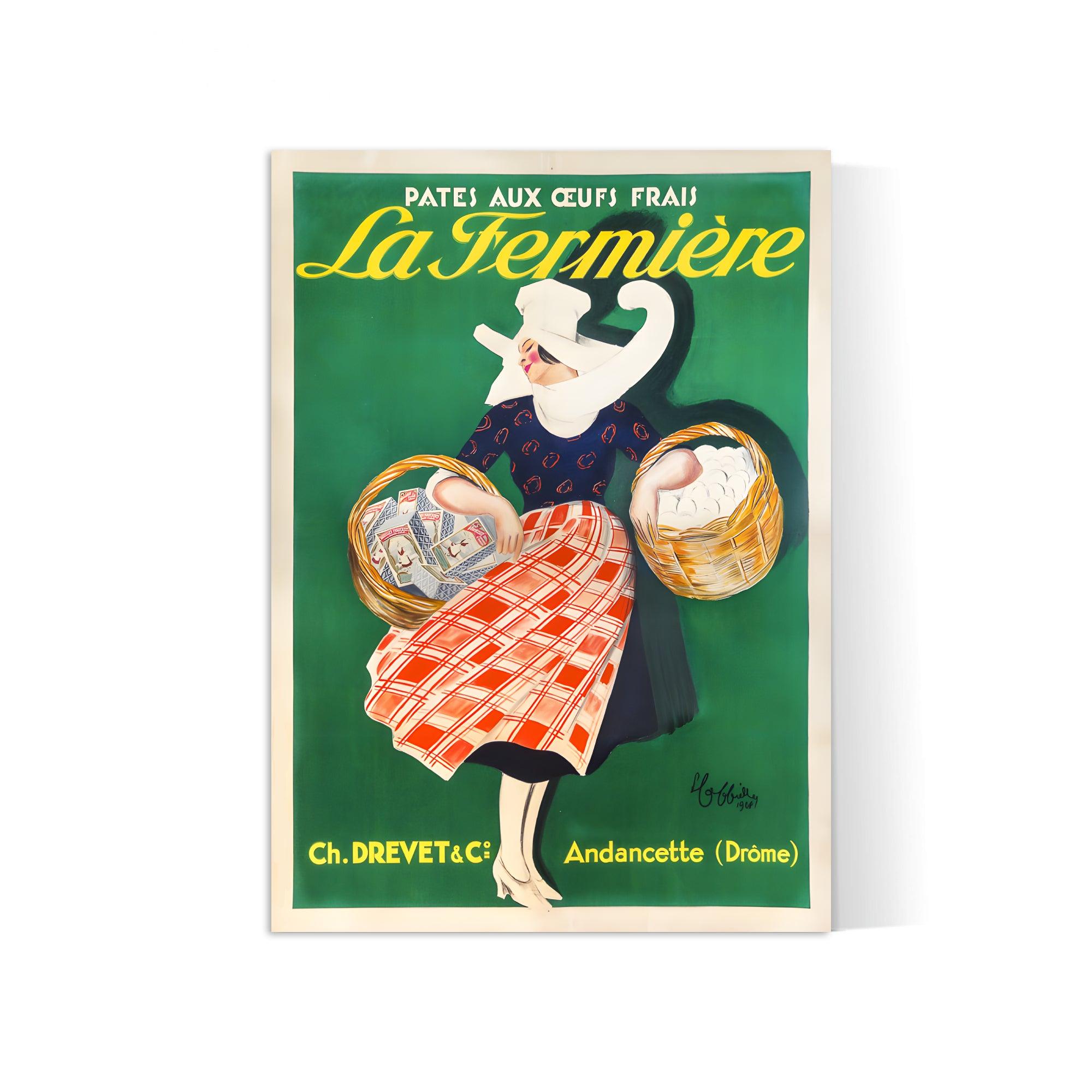 Affiche cuisine vintage "Pâtes aux oeufs La Fermière"- Leonetto Cappiello - Haute Définition - papier mat 230gr/m² - Poster Vintage