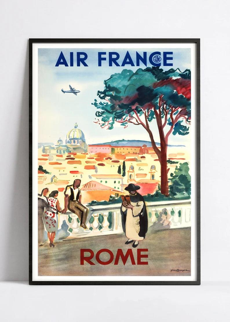 Affiche murale vintage "Rome" - Air France - Haute Définition - papier mat 230gr/m² Yves Brayer - Poster Vintage