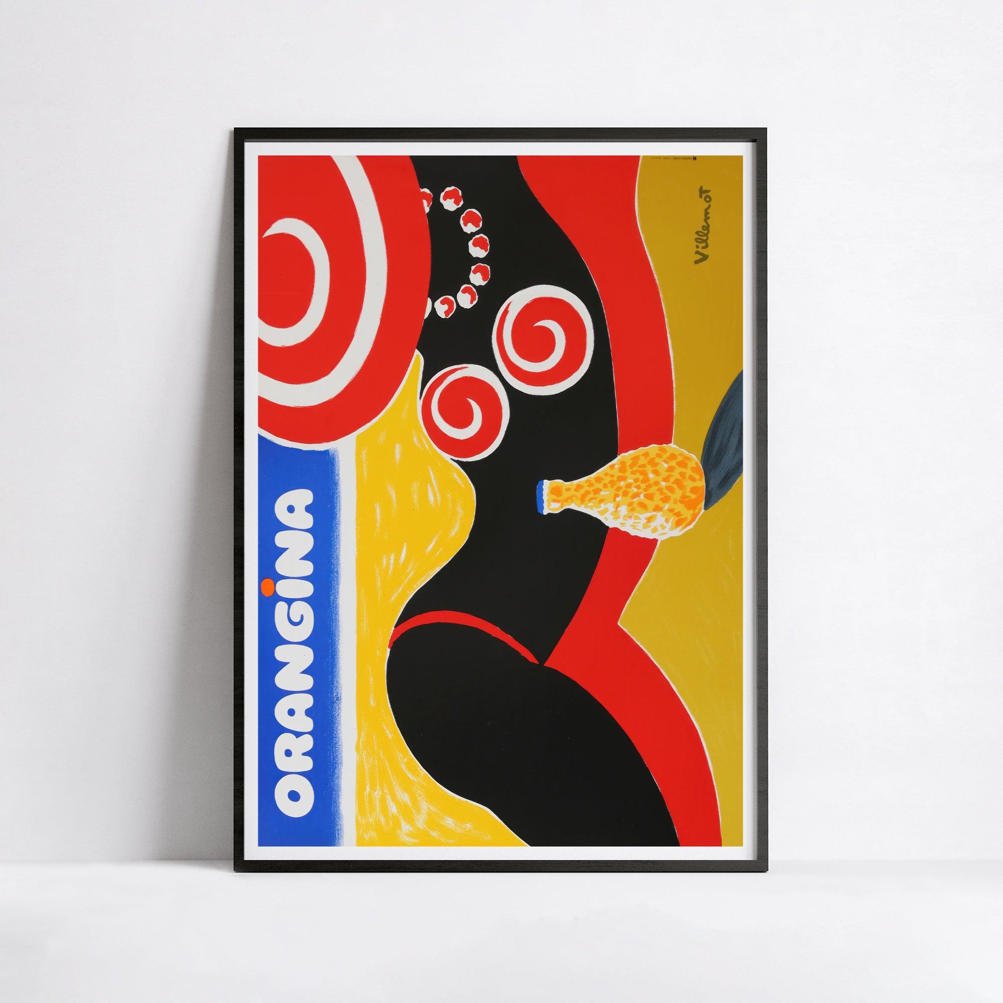 Affiche Orangina "Bronzette sur la plage " - Villemot - Haute Définition - papier mat 230gr/m² - Poster Vintage