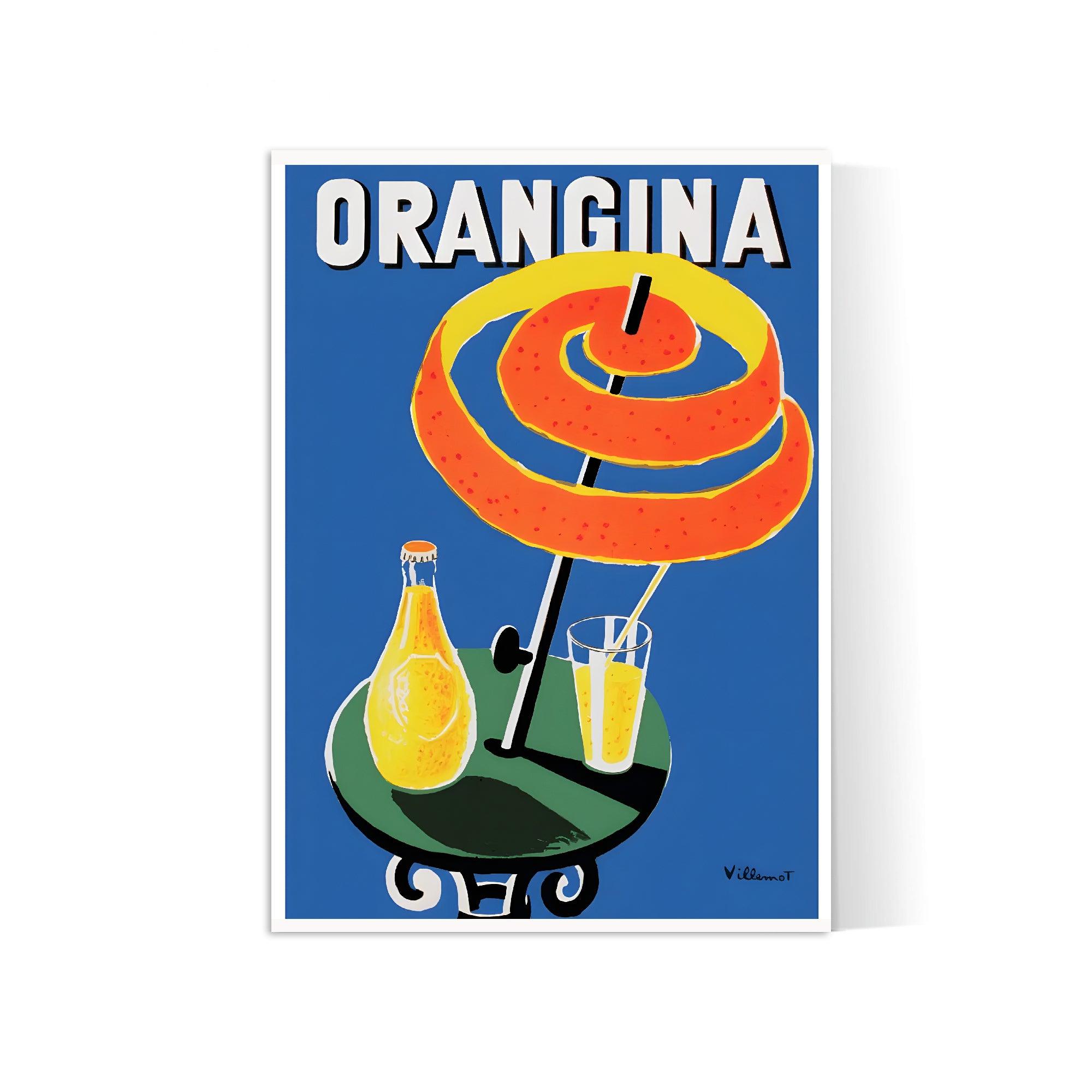 Affiche Orangina "Terrase et Parasol " - Villemot - Haute Définition - papier mat 230gr/m² - Poster Vintage