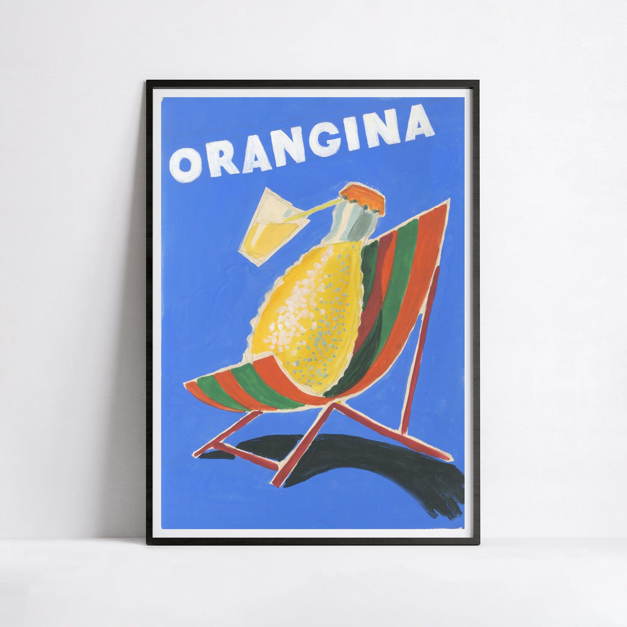 Affiche Orangina "Transat" - Villemot - Haute Définition - papier mat 230gr/m² - Poster Vintage