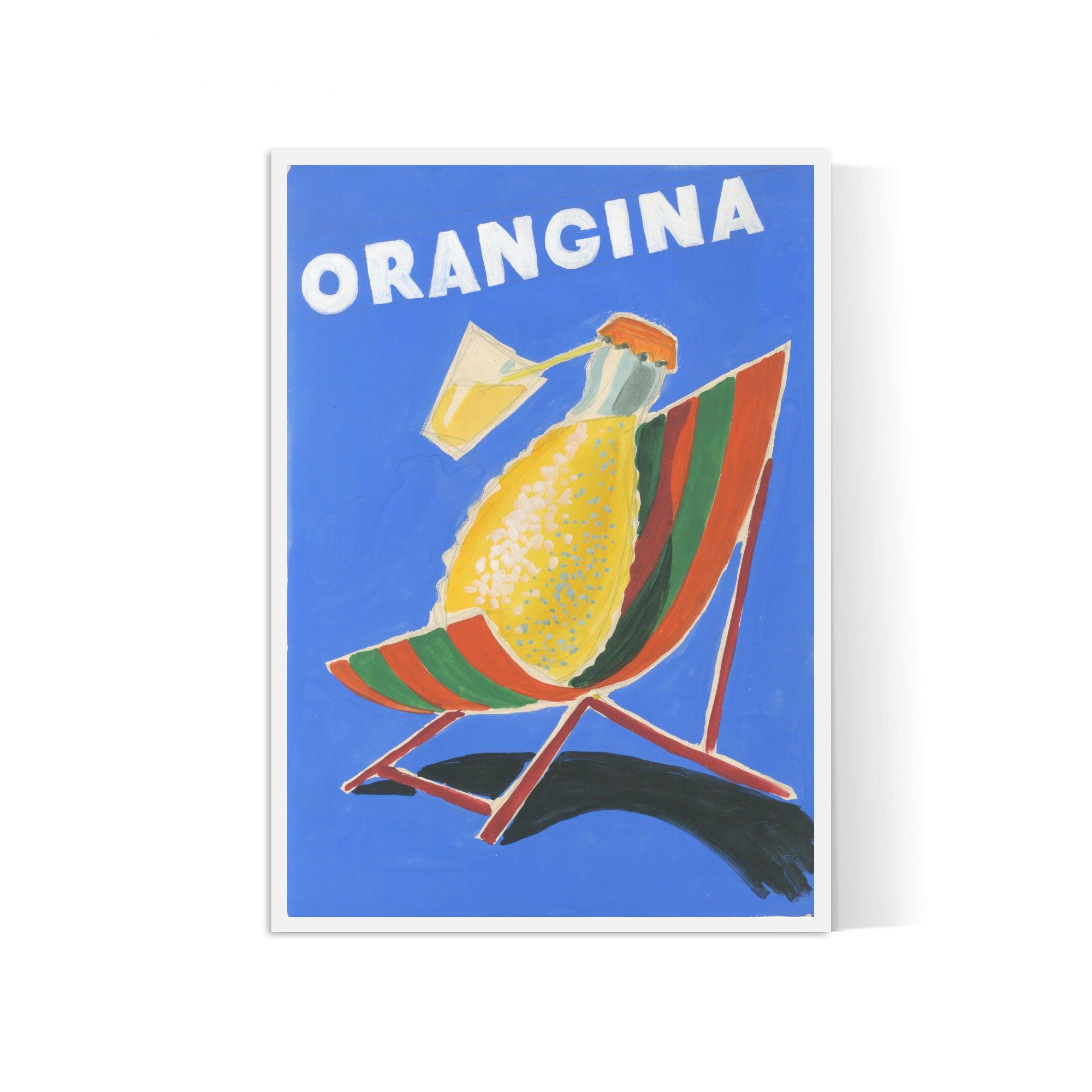 Affiche Orangina "Transat" - Villemot - Haute Définition - papier mat 230gr/m² - Poster Vintage