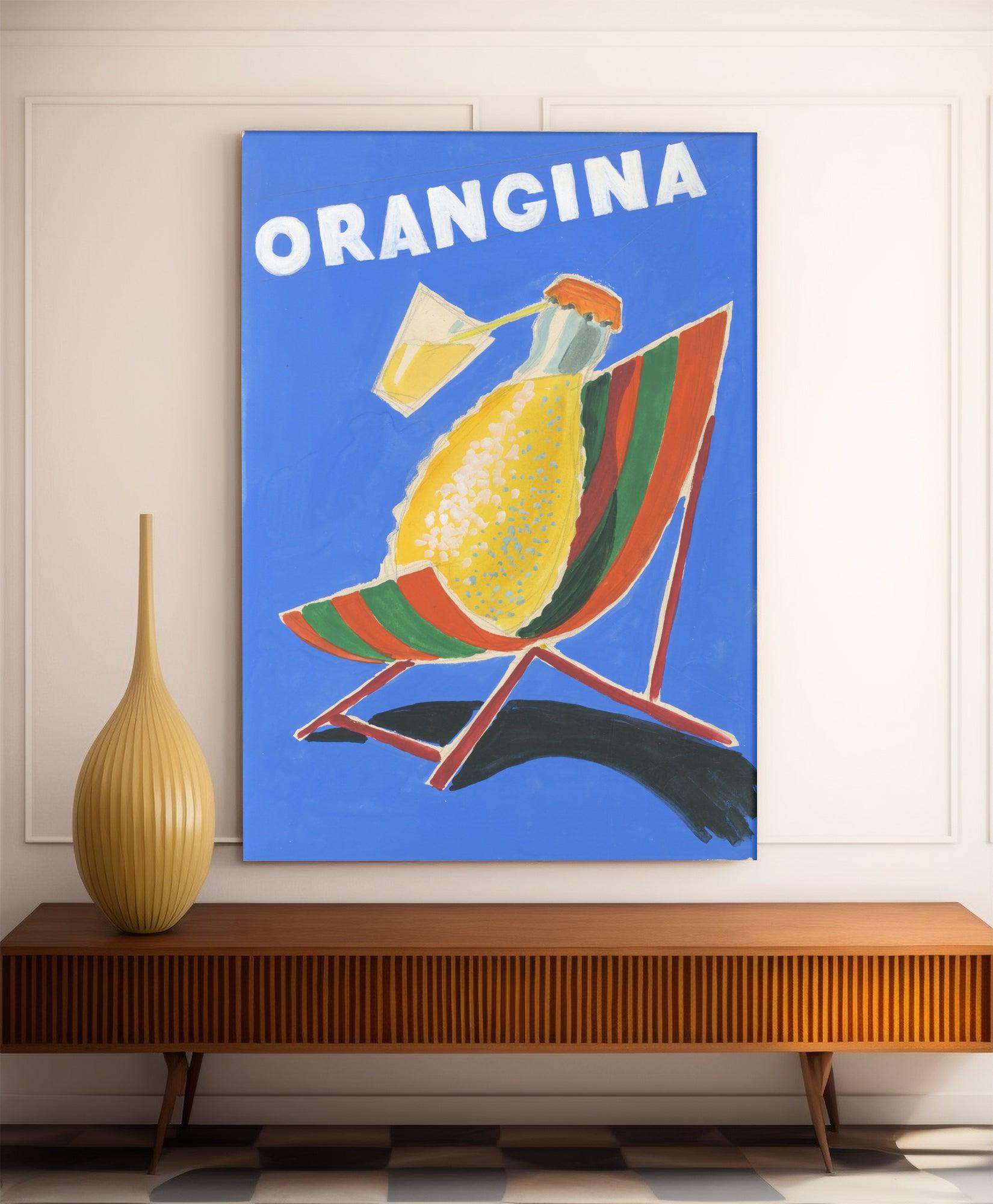 Affiche Orangina "Transat" - Villemot - Haute Définition - papier mat 230gr/m² - Poster Vintage