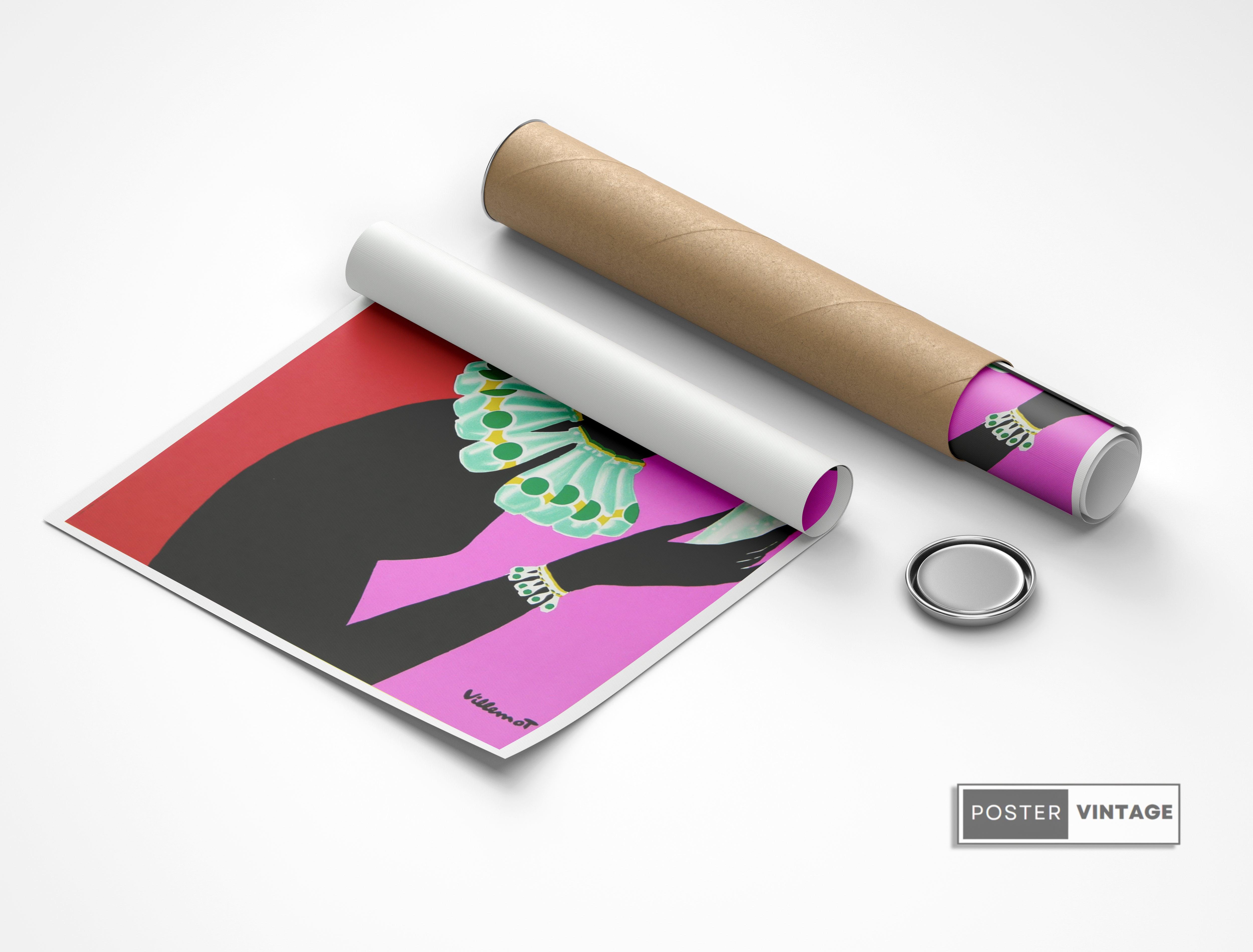 Affiche Perrier "Collier Perrier" - Villemot - Haute Définition - papier mat 230gr/m² - Poster Vintage