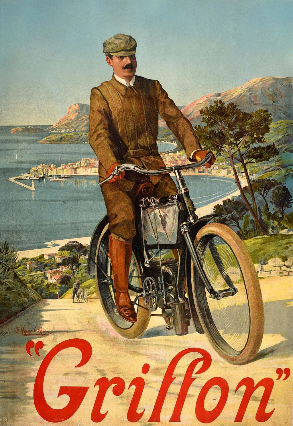 Affiche publicitaire vintage "Cycles Griffon" - Hugo d'Alesi - Haute Définition - papier mat 230gr/m² - Poster Vintage
