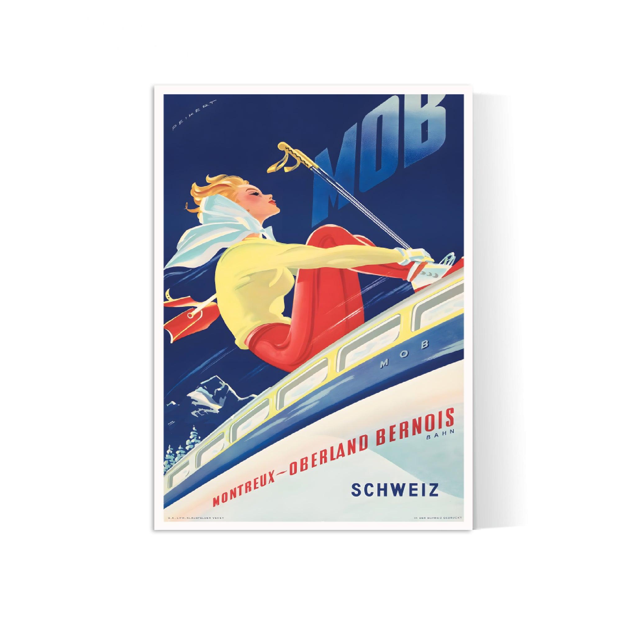 Affiche ski vintage "MOB" - Haute Définition - papier mat 230gr/m² - Poster Vintage