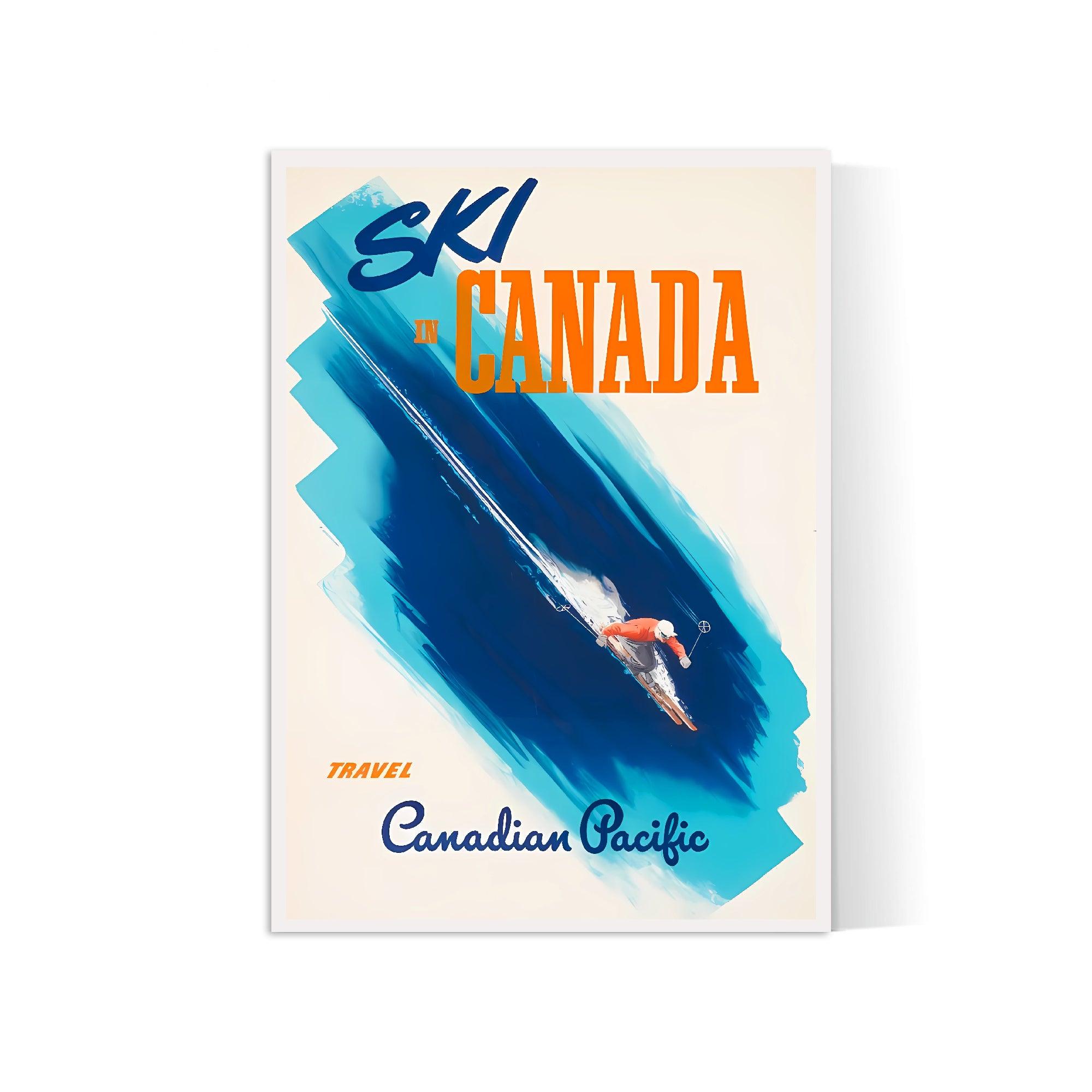 Affiche ski vintage "Ski in Canada" - Haute Définition - papier mat 230gr/m² - Poster Vintage