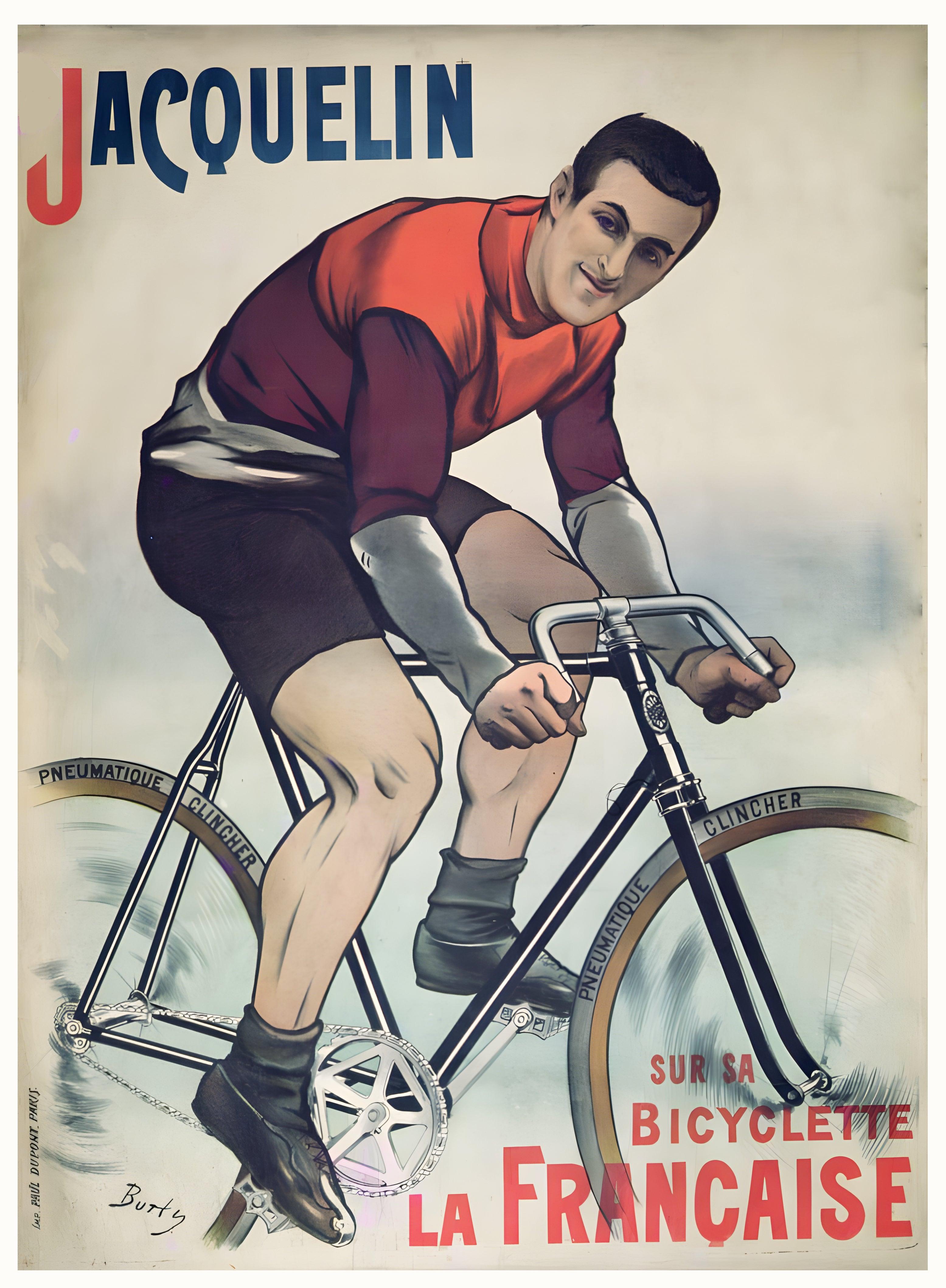 Affiche velo vintage "Cycles La Française : Jacquelin" - Burty - Haute Définition - papier mat 230gr/m² - Poster Vintage