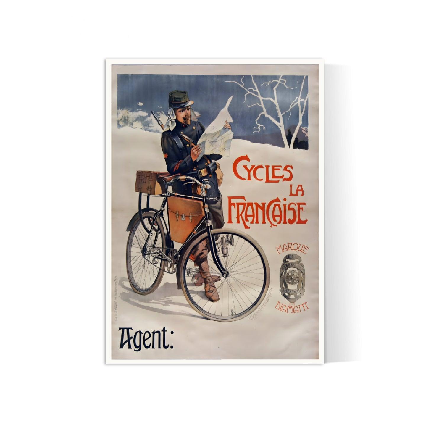 Affiche velo vintage "Cycles La Française" - Vincent Lorant-Heilbronn - Haute Définition - papier mat 230gr/m² - Poster Vintage