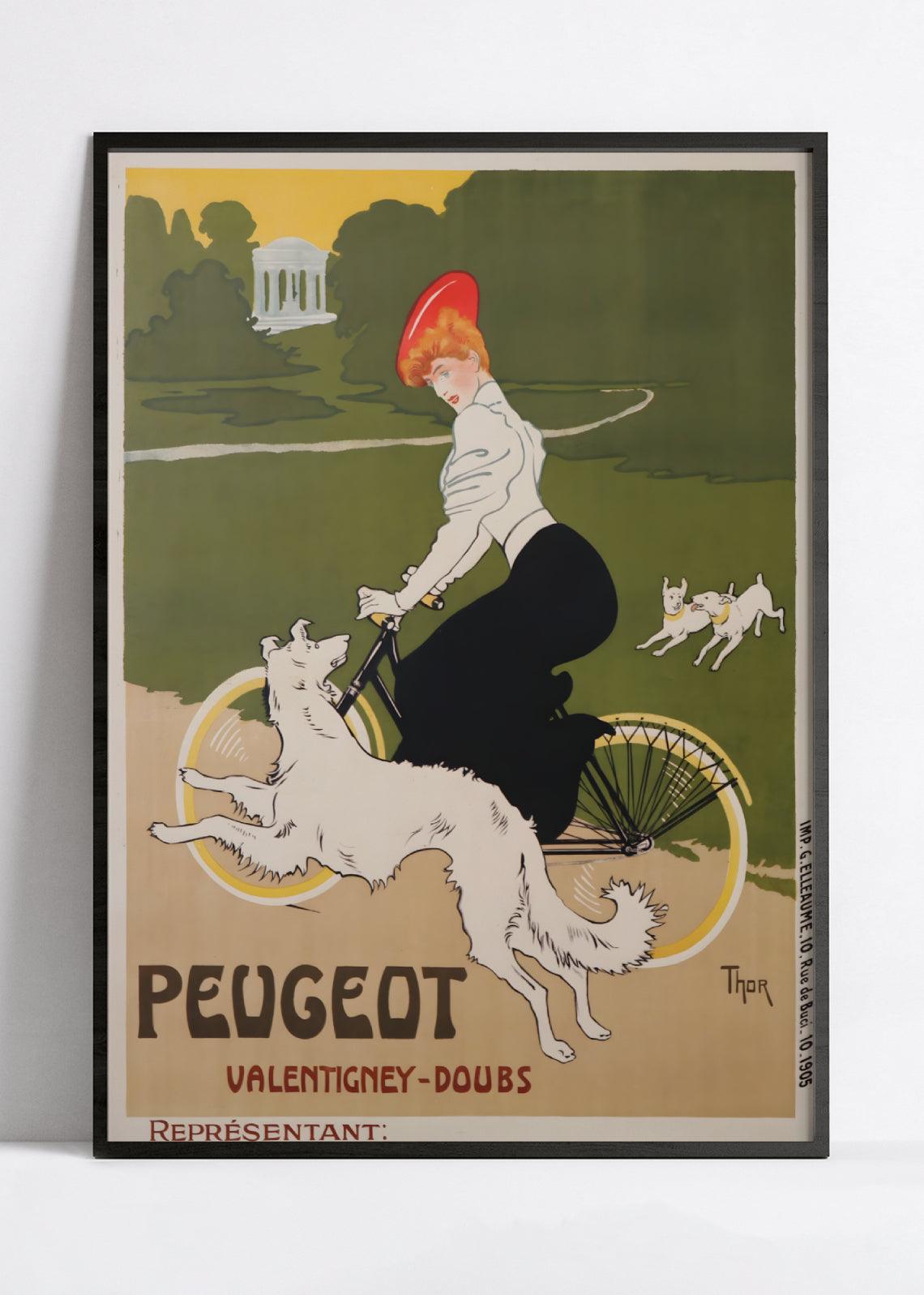 Affiche velo vintage "Peugeot" - Walter Thor - Haute Définition - papier mat 230gr/m² - Poster Vintage