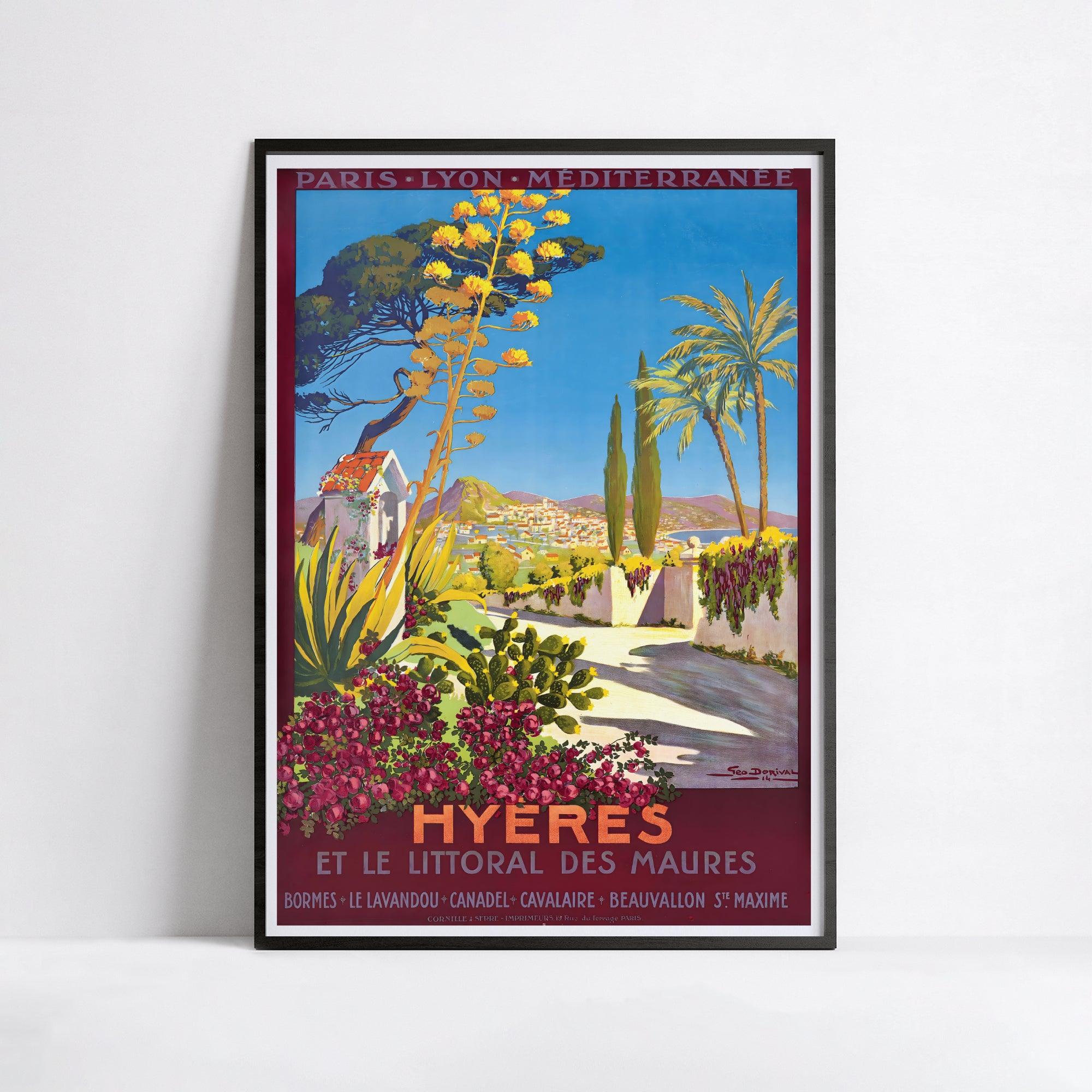 Affiche ville vintage "Hyères" - Geo Dorival - Haute Définition - papier mat 230gr/m² - Poster Vintage