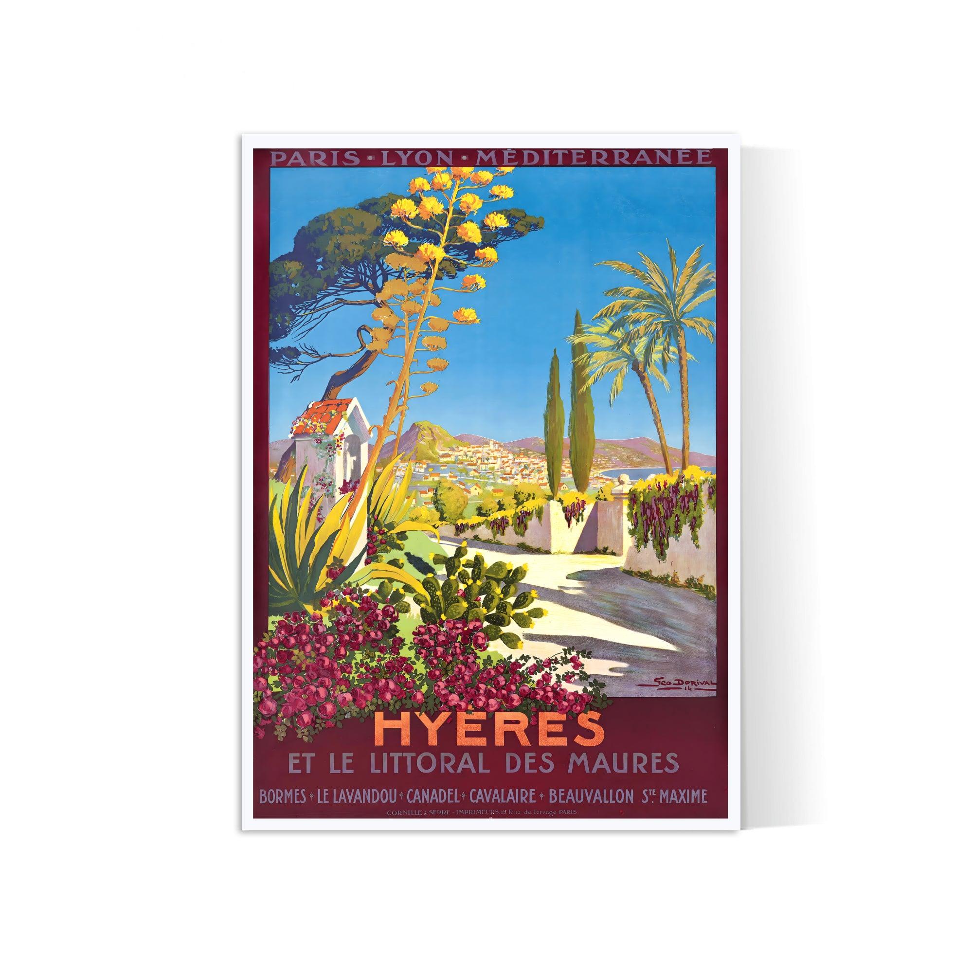 Affiche ville vintage "Hyères" - Geo Dorival - Haute Définition - papier mat 230gr/m² - Poster Vintage