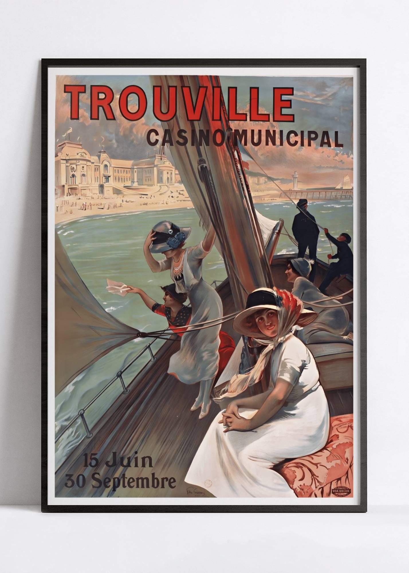Affiche ville vintage "Trouville" - Haute Définition - papier mat 230gr/m² - Poster Vintage
