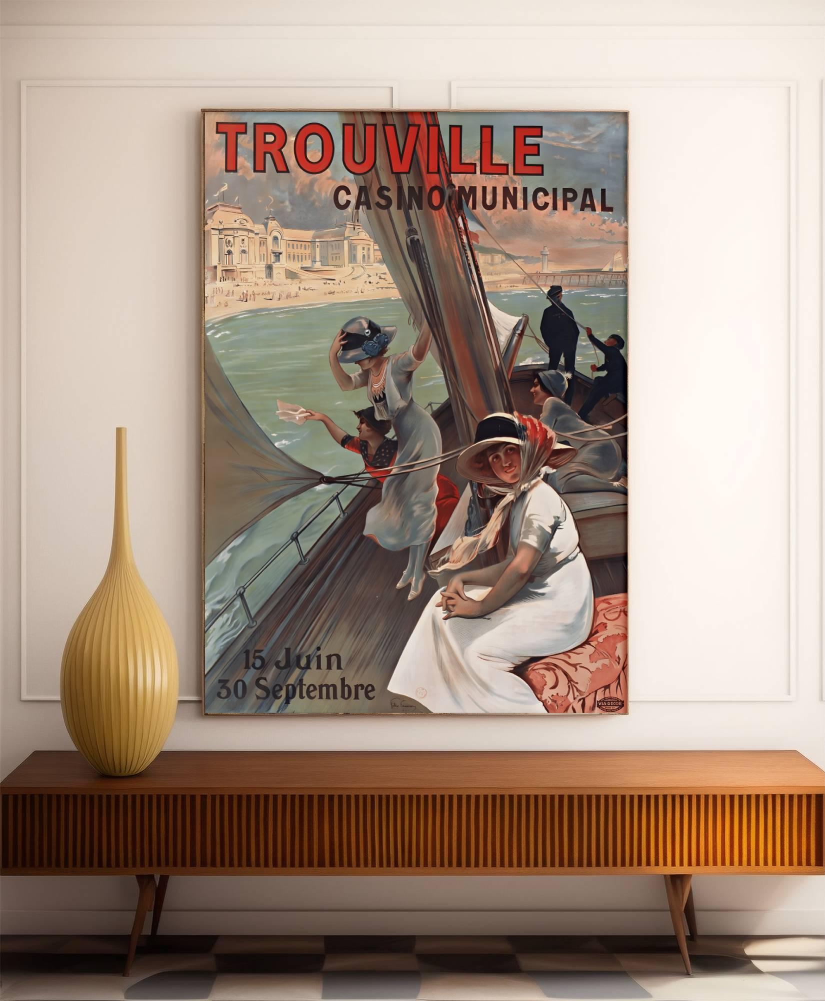 Affiche ville vintage "Trouville" - Haute Définition - papier mat 230gr/m² - Poster Vintage