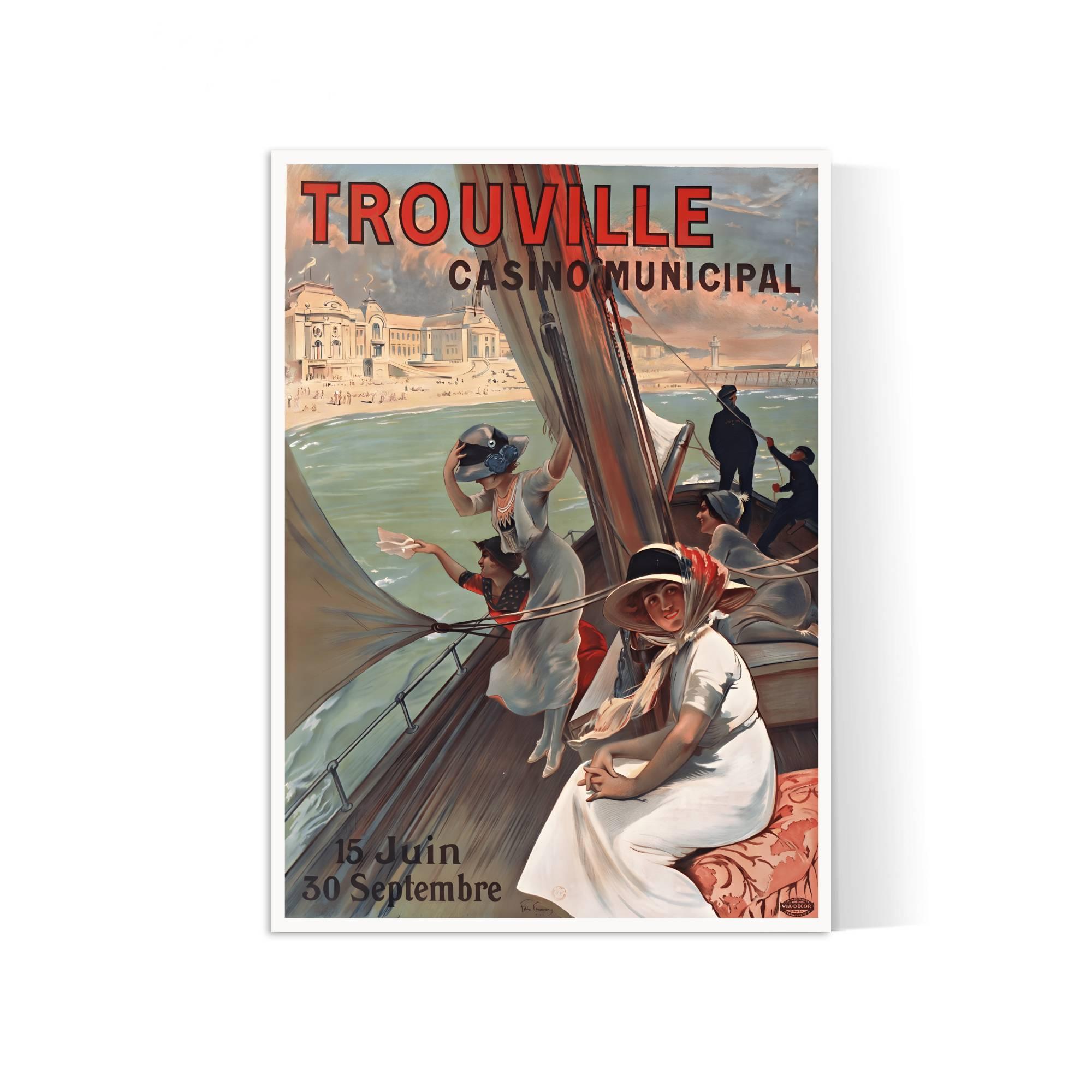 Affiche ville vintage "Trouville" - Haute Définition - papier mat 230gr/m² - Poster Vintage