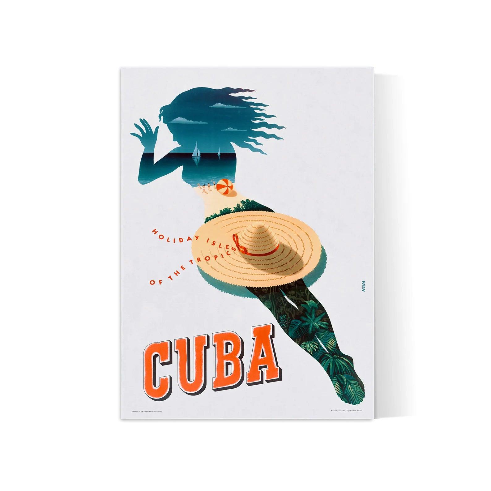 Affiche vintage "CUBA - Hollidays isle of the tropics" - Julius Seyler - Haute Définition - papier mat 230gr/m². - Poster Vintage