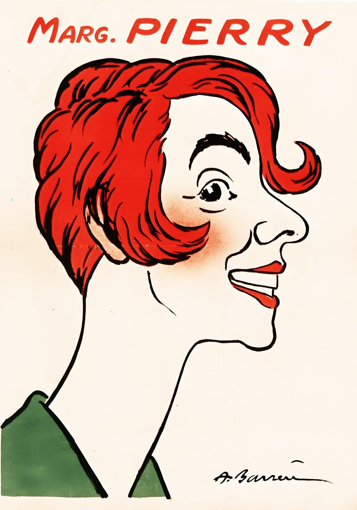 Affiche vintage "Marguarite Pierry" -Adrien Barrère - Haute Définition - papier mat 230gr/m² - Poster Vintage