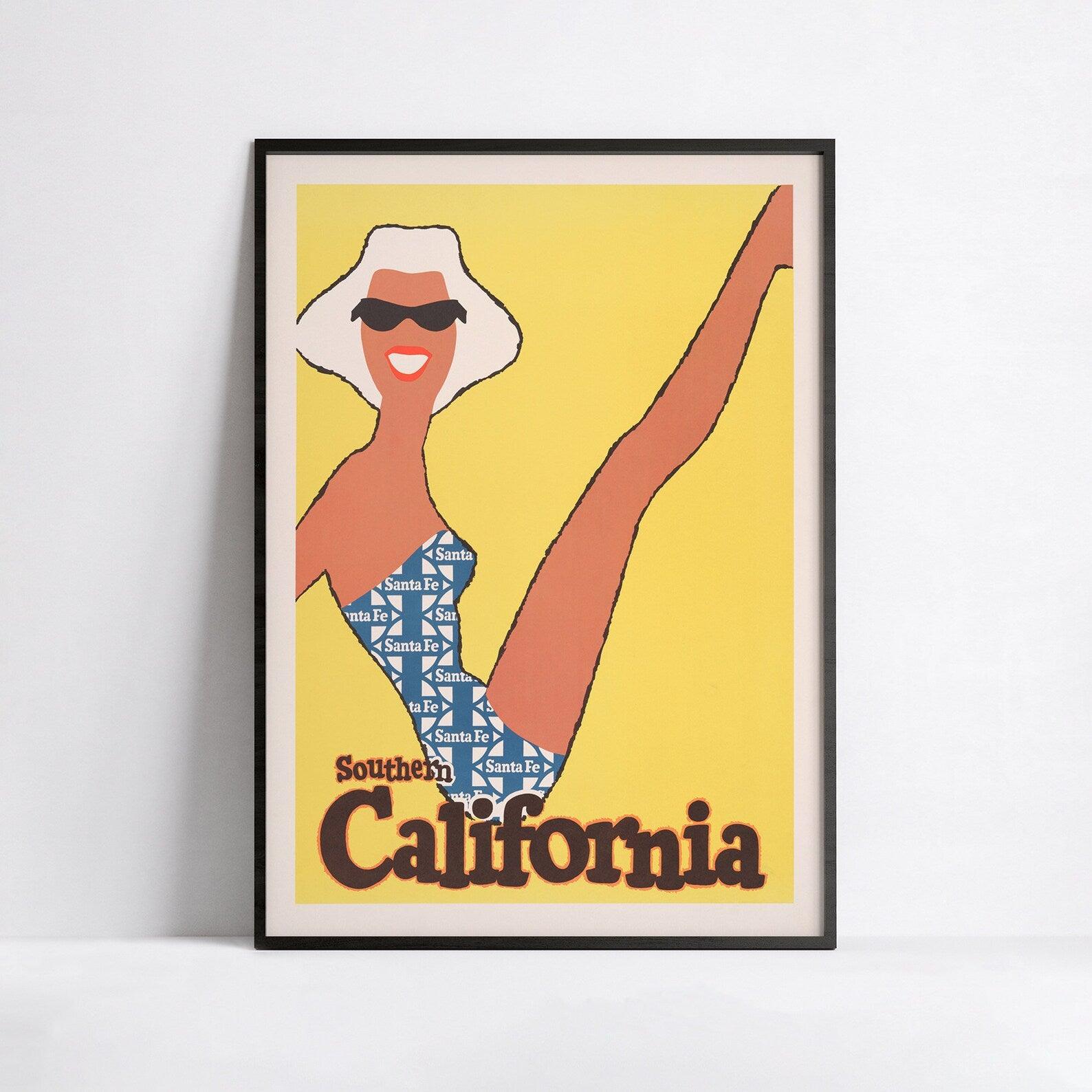 Affiche voyage vintage "California southern " - Haute Définition - papier mat 230gr/m² - Poster Vintage