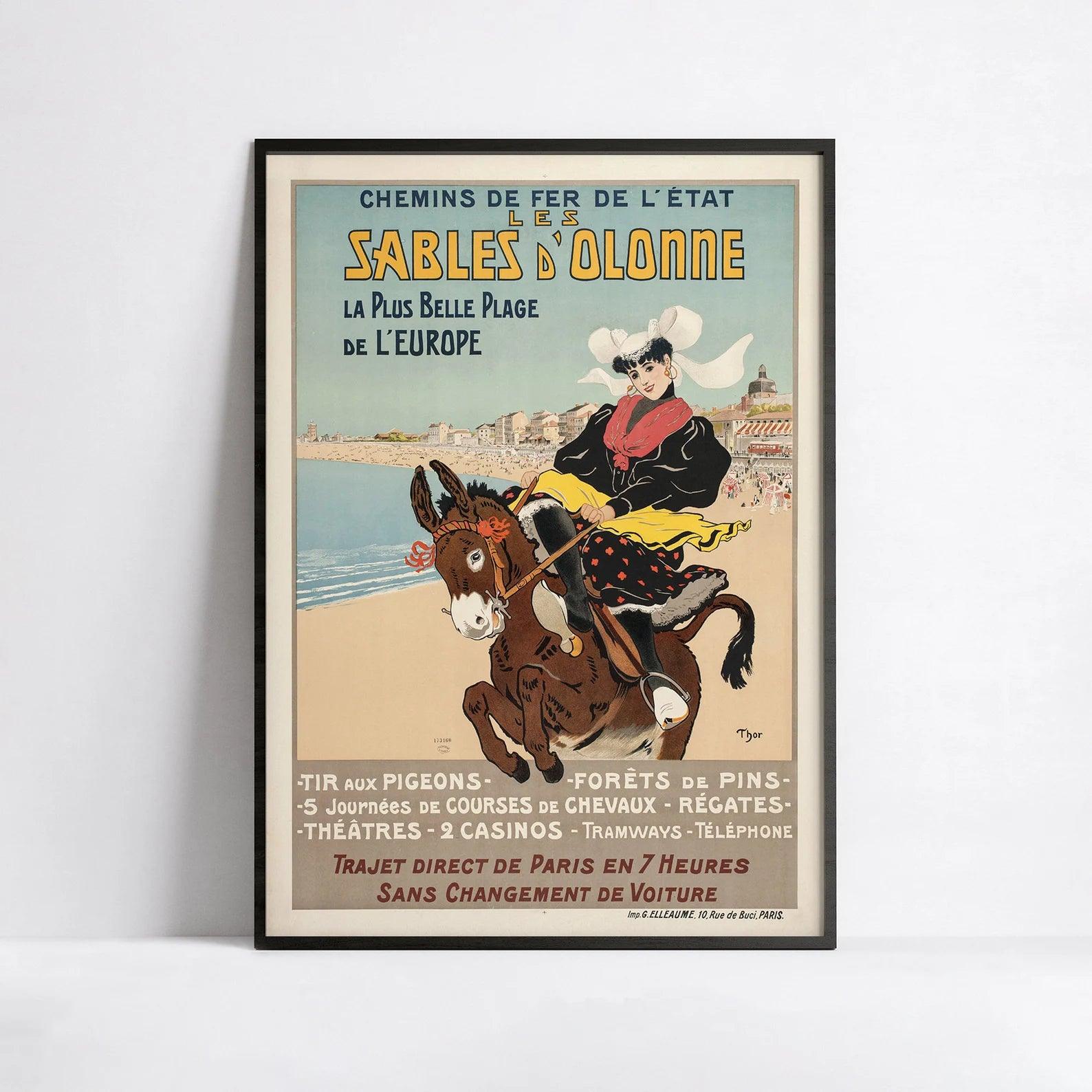 Affiche voyage vintage "Les Sables d'Olonne" - Thor Walter- Haute Définition - papier mat 230gr/m² - Poster Vintage