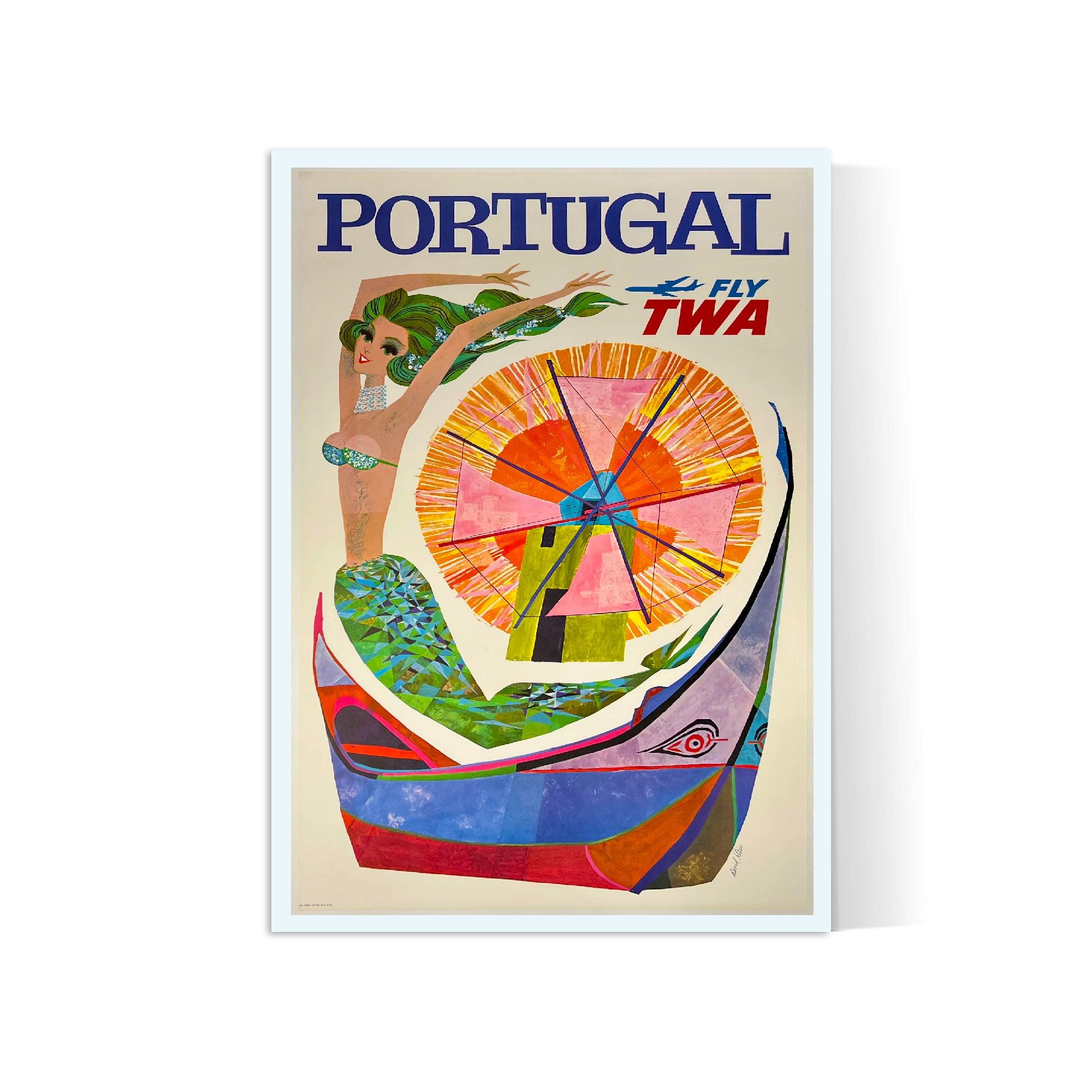 Affiche voyage vintage "Portugal" - TWA - Haute Définition - papier mat 230gr/m² - Poster Vintage