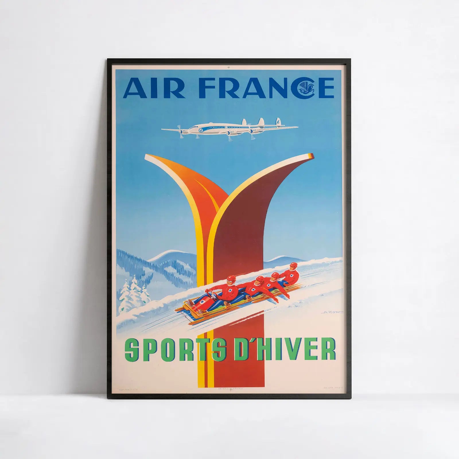 Air France-Poster „Wintersport“ – Alexis Kow – High Definition – mattes Papier 230 g/m²