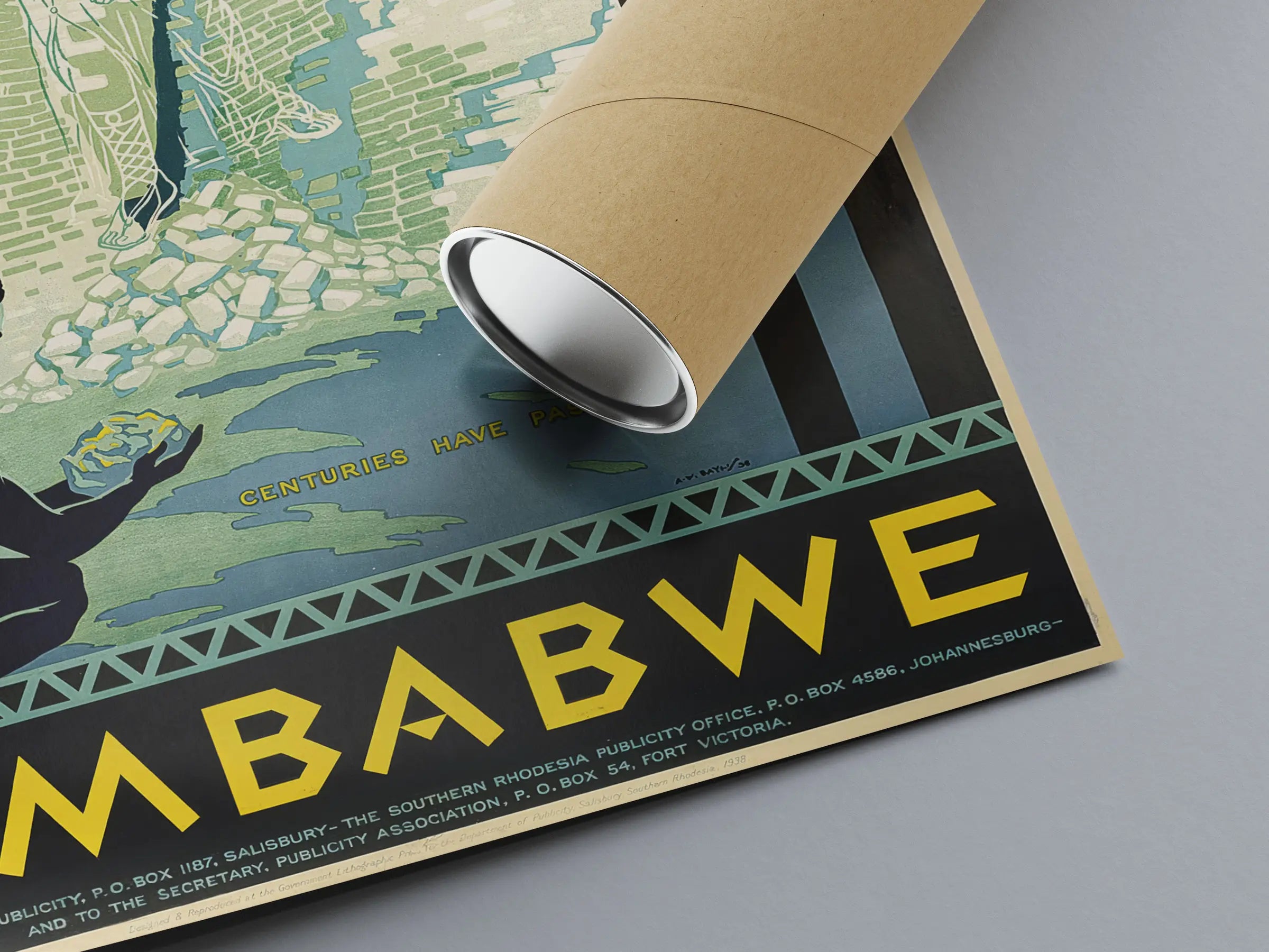 Vintage-Reiseplakat „Das Rätsel von Rhodesien, Simbabwe“ – High Definition – 230 g/m² mattes Papier