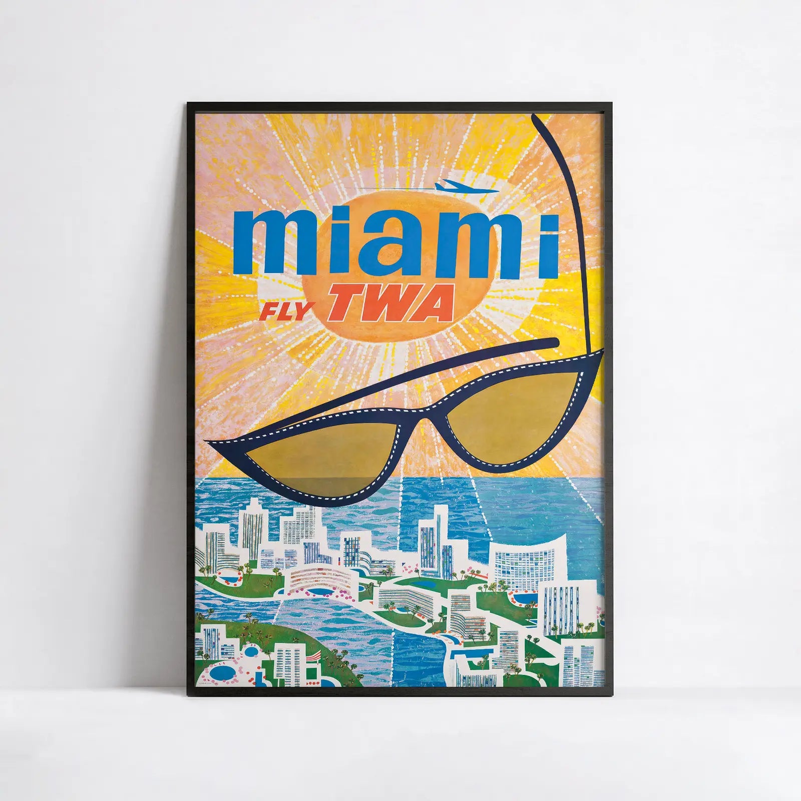 Vintage-Luftfahrtposter „Miami Fly TWA“ – David Klein – High Definition – mattes Papier 230 g/m²