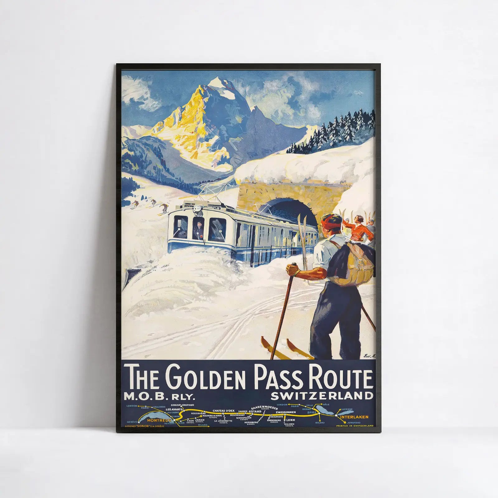 Vintage-Reiseplakat „Vevey Montreux Riviera du Léman“ – Édouard Elzingre – High Definition – mattes Papier 230 g/m²