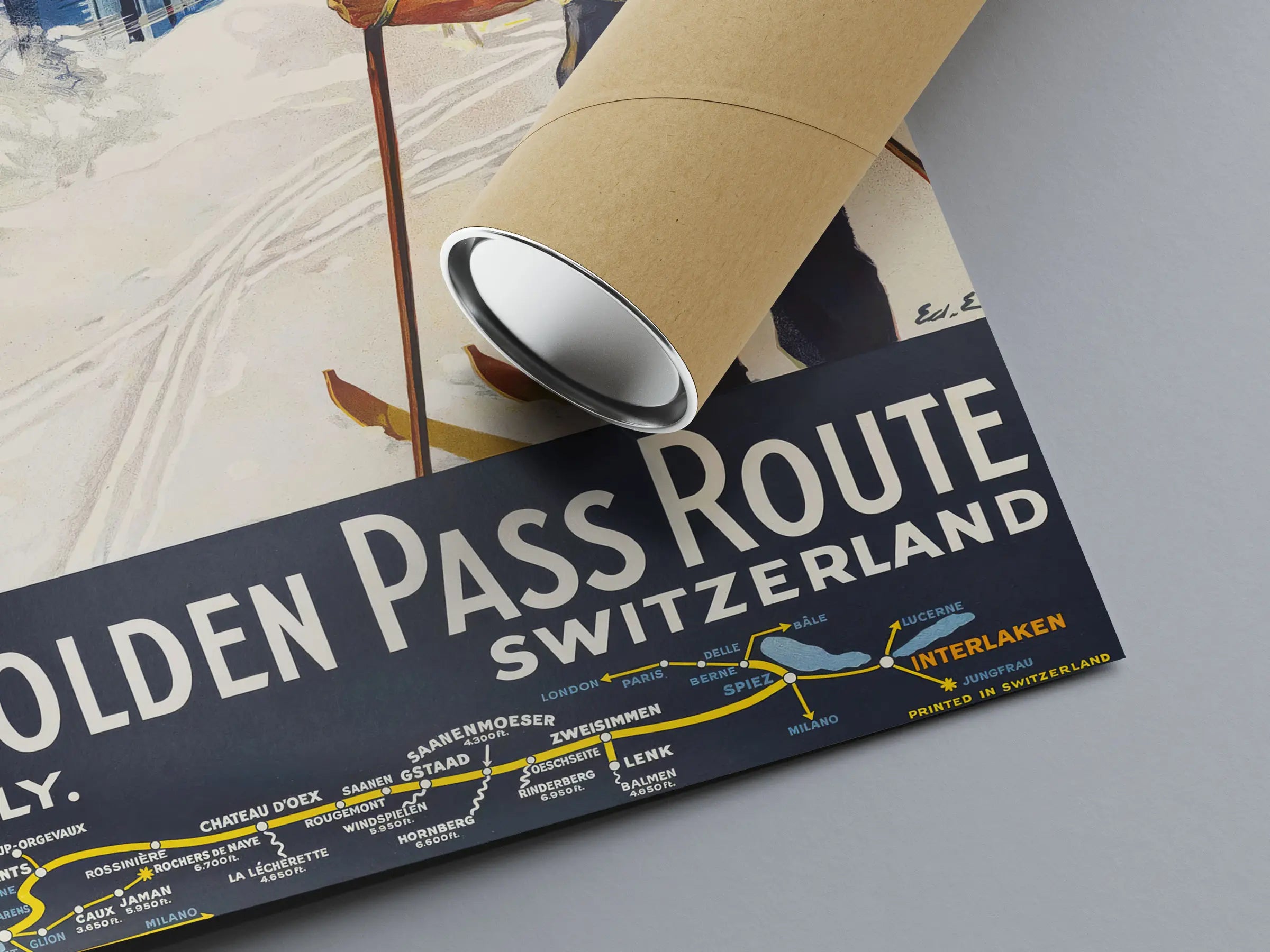 Vintage-Reiseplakat „Vevey Montreux Riviera du Léman“ – Édouard Elzingre – High Definition – mattes Papier 230 g/m²