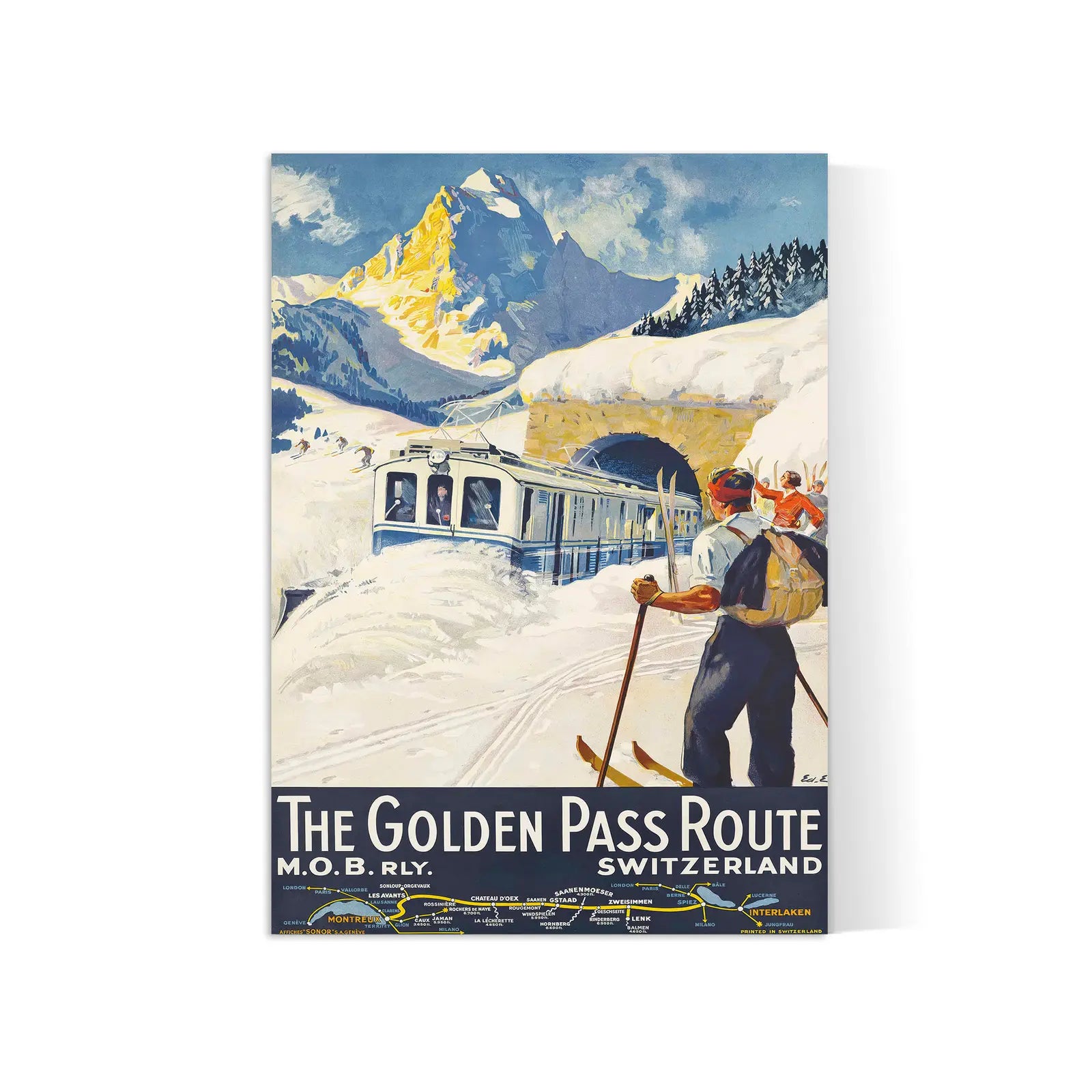 Vintage-Reiseplakat „Vevey Montreux Riviera du Léman“ – Édouard Elzingre – High Definition – mattes Papier 230 g/m²