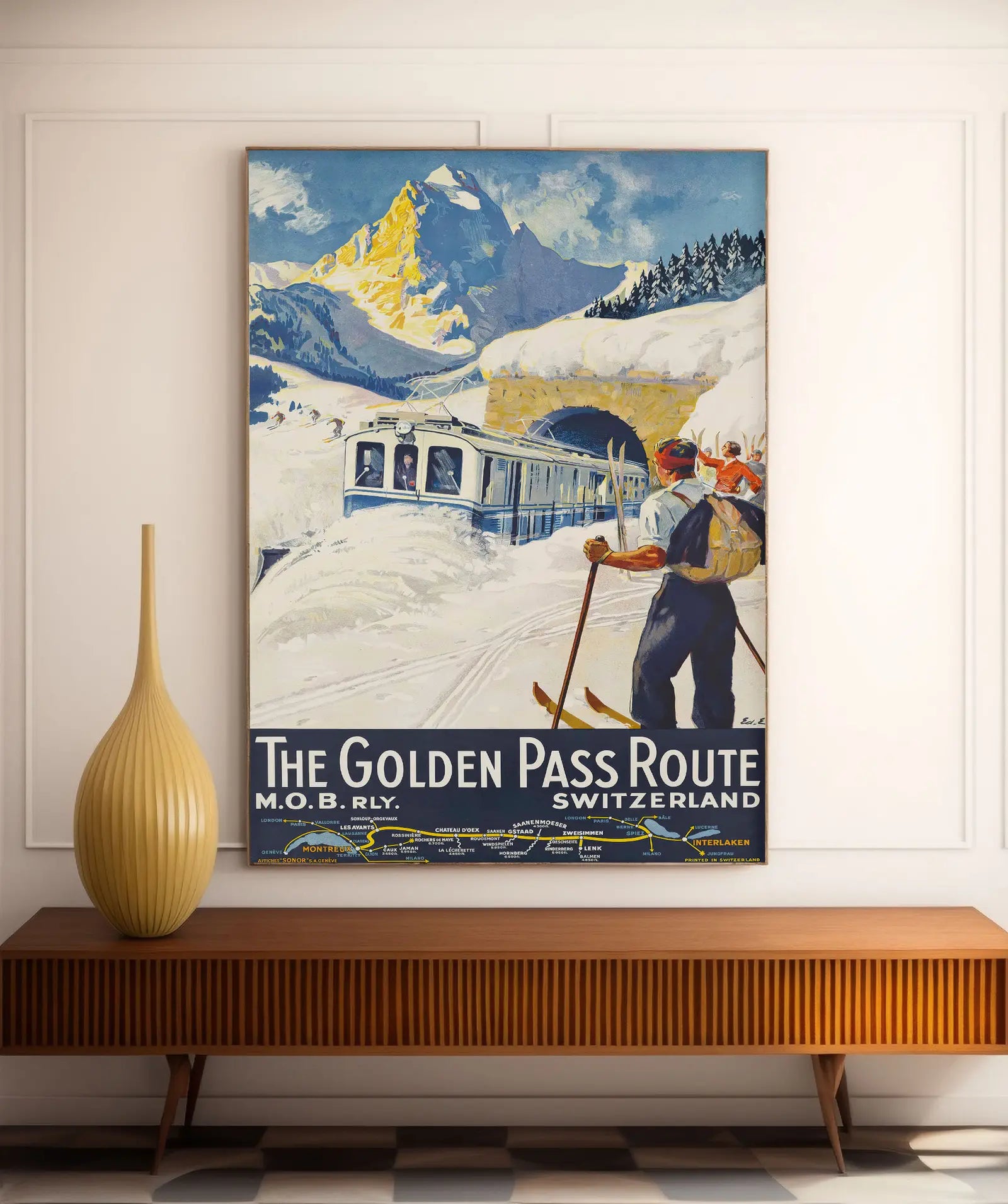 Vintage-Reiseplakat „Vevey Montreux Riviera du Léman“ – Édouard Elzingre – High Definition – mattes Papier 230 g/m²