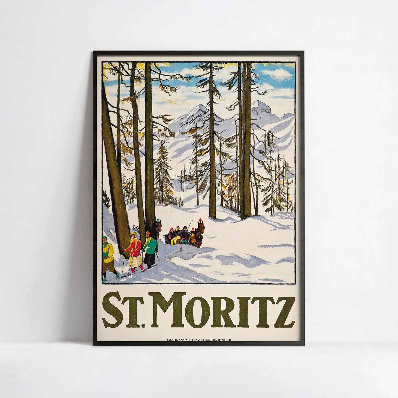 Vintage-Ski-Poster „St. Moritz“ – Emil Cardinalaux – High Definition – mattes Papier 230 g/m²