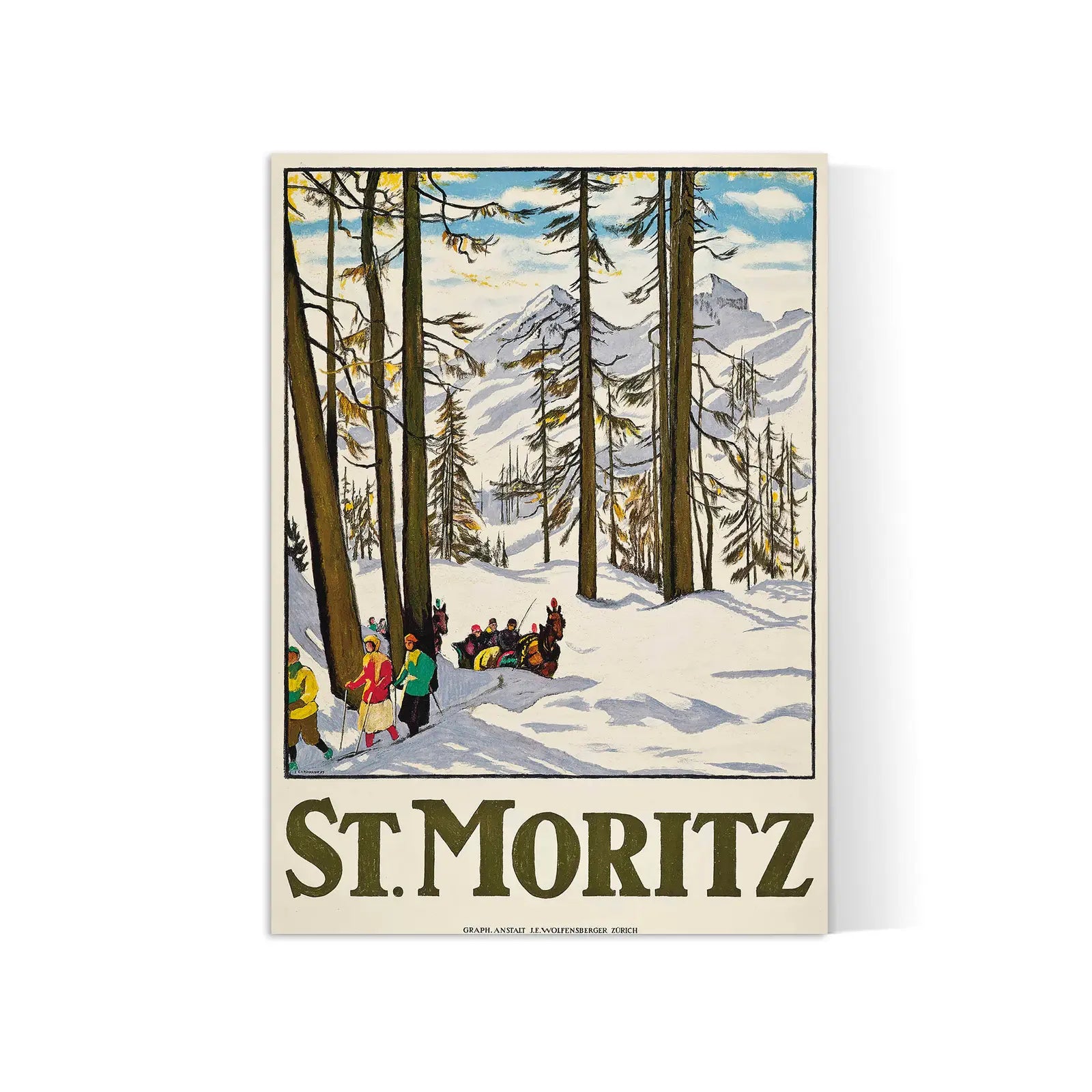 Vintage-Ski-Poster „St. Moritz“ – Emil Cardinalaux – High Definition – mattes Papier 230 g/m²