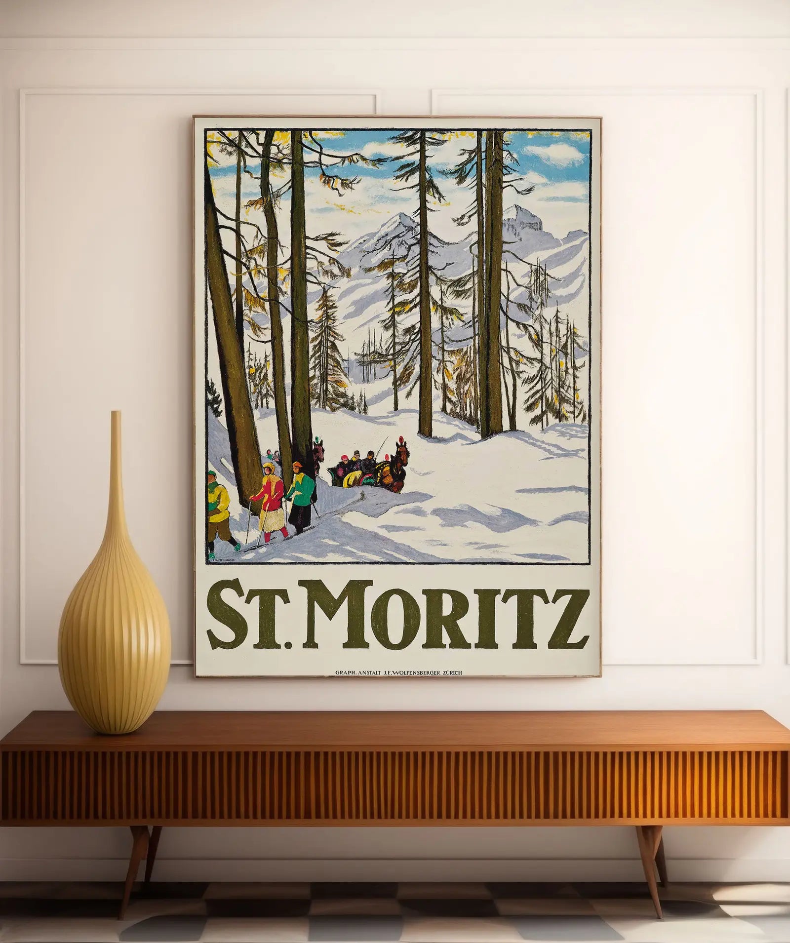 Vintage-Ski-Poster „St. Moritz“ – Emil Cardinalaux – High Definition – mattes Papier 230 g/m²
