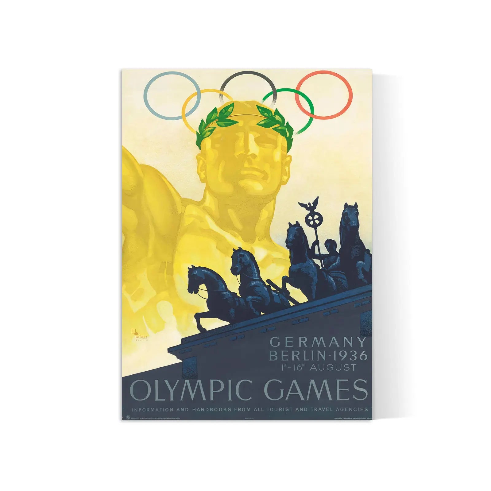 Vintage-Sportplakat „Olympische Spiele 1936 in Berlin“ – Franz Würbel – High Definition – mattes Papier 230 g/m²