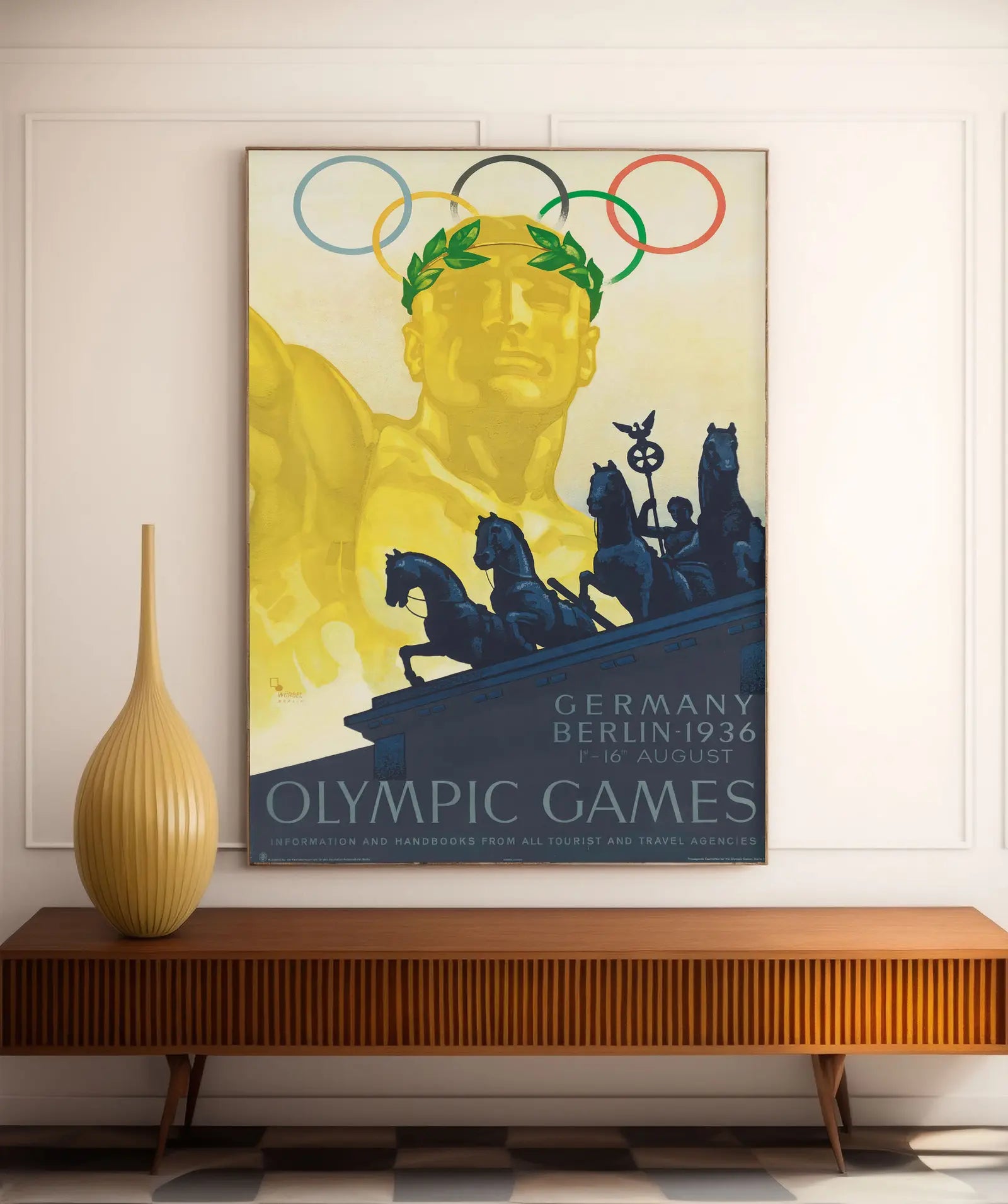 Vintage-Sportplakat „Olympische Spiele 1936 in Berlin“ – Franz Würbel – High Definition – mattes Papier 230 g/m²